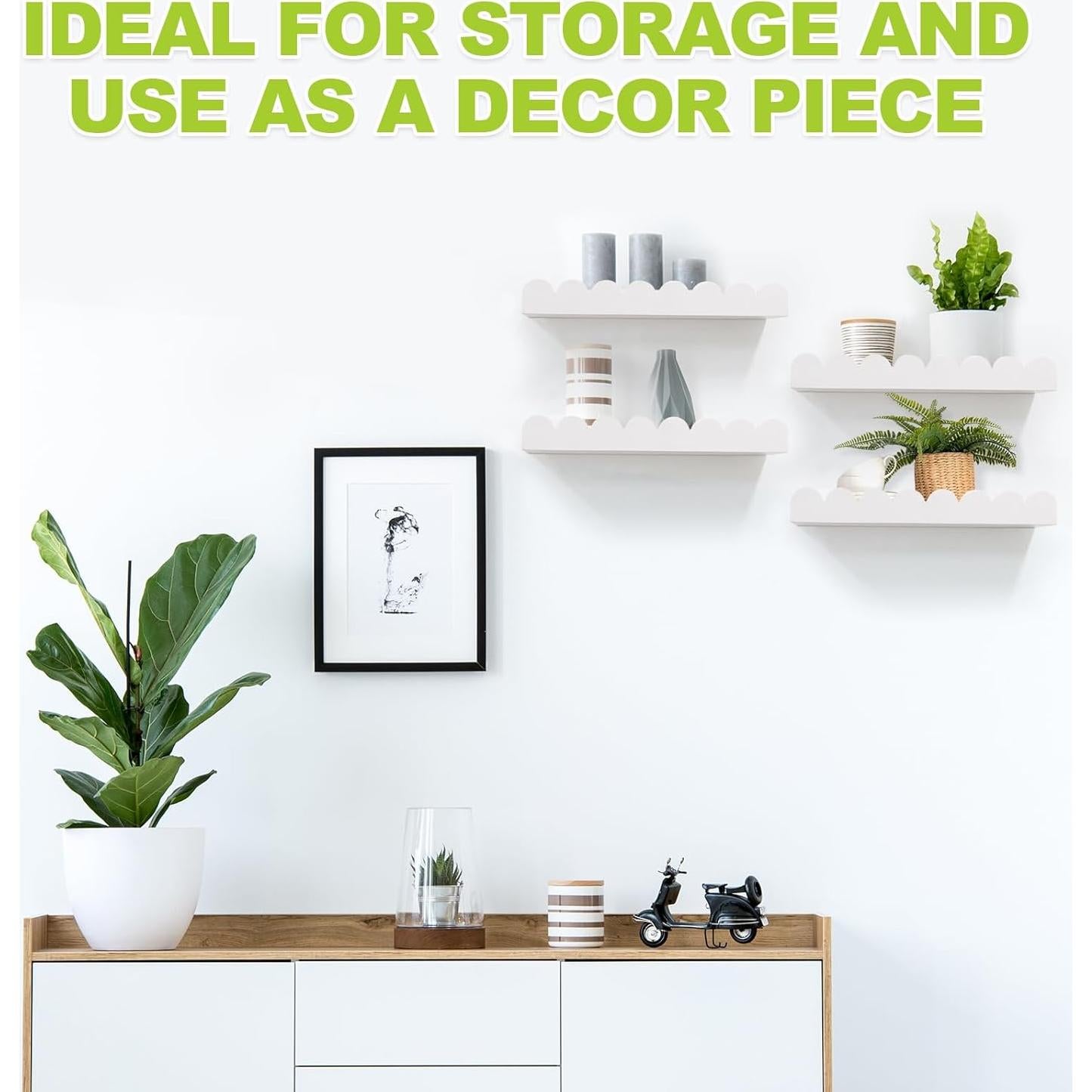 Estantes Flotantes de Madera Varbonia Set de 4 Blancos 40.64 cm