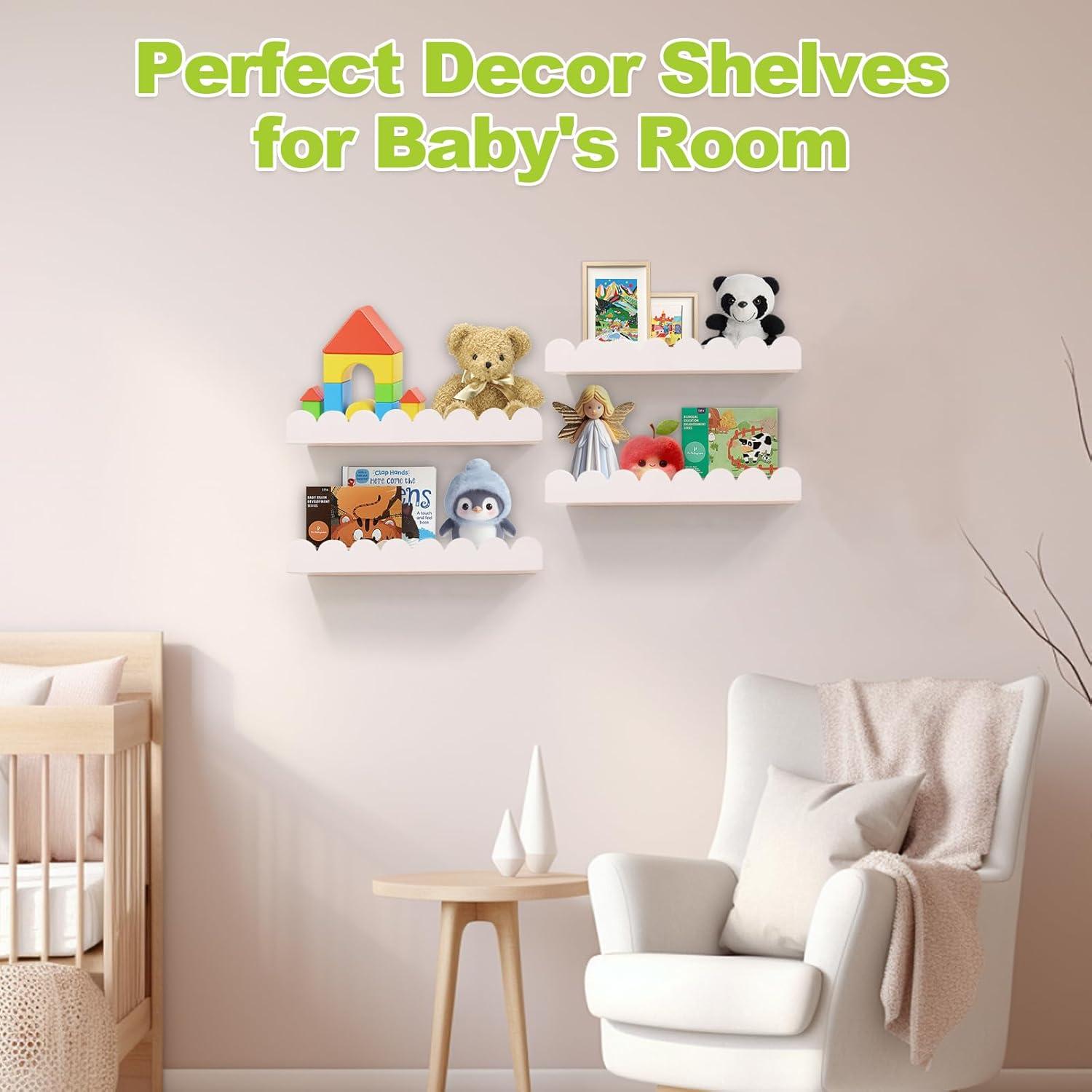 Estantes Flotantes de Madera Varbonia Set de 4 Blancos 40.64 cm