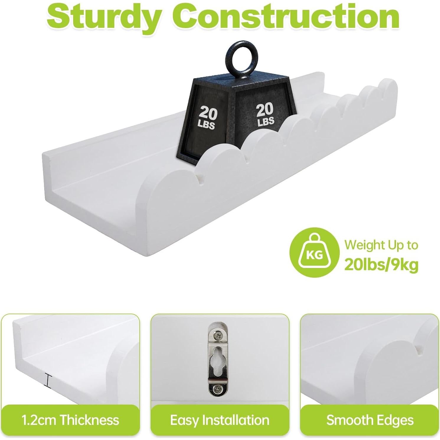 Estantes Flotantes de Madera Varbonia Set de 4 Blancos 40.64 cm