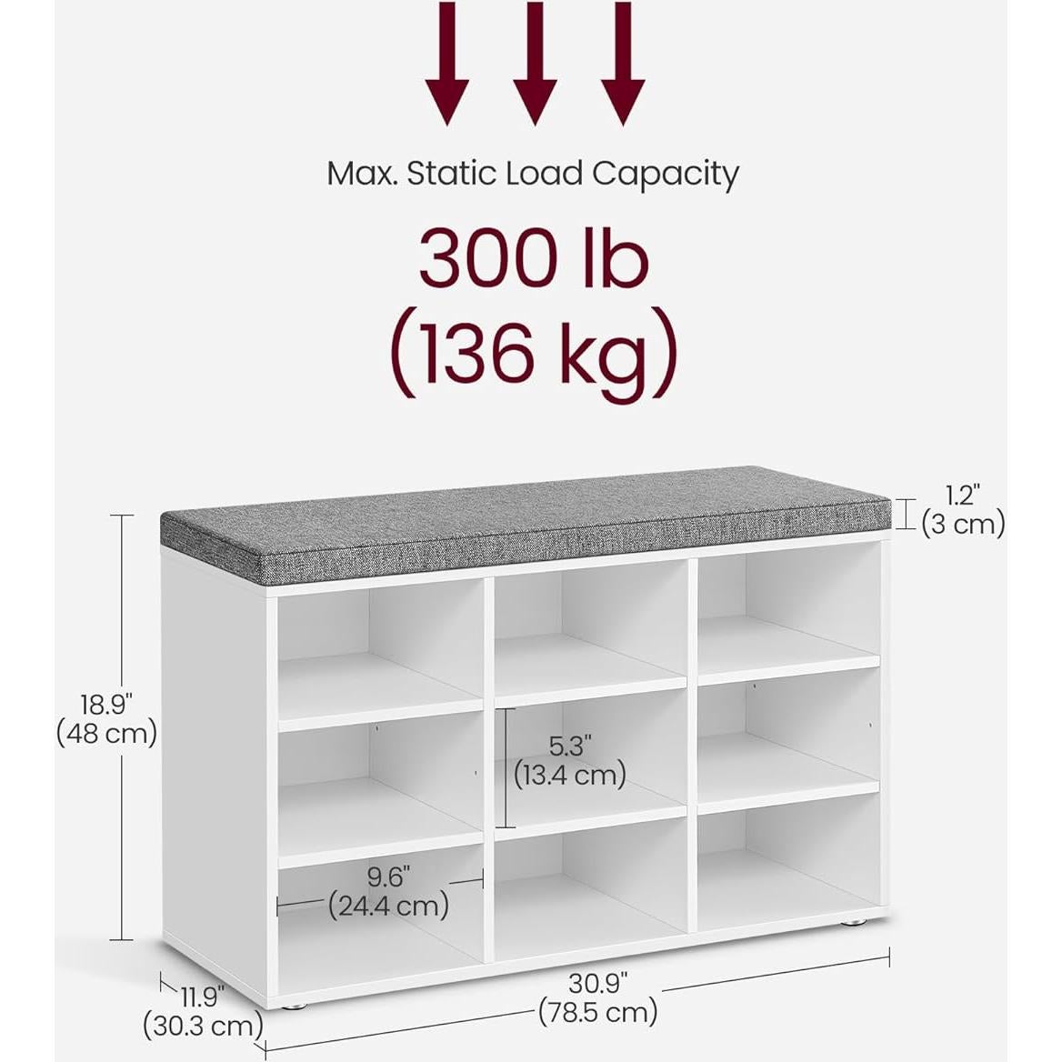 Banco de Almacenamiento VASAGLE CUSTOS 9 Compartimentos 48 cm