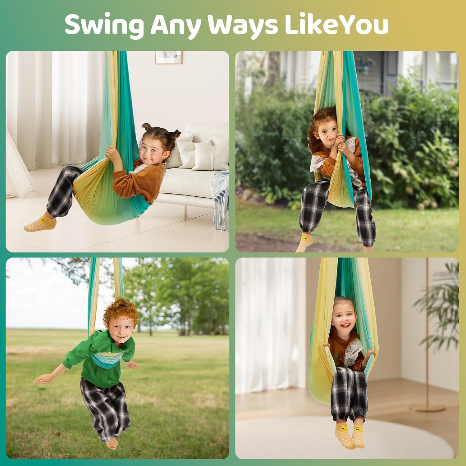 Columpio Sensorial KAWBIYJ Doble Capa 140x150cm 136kg Amarillo