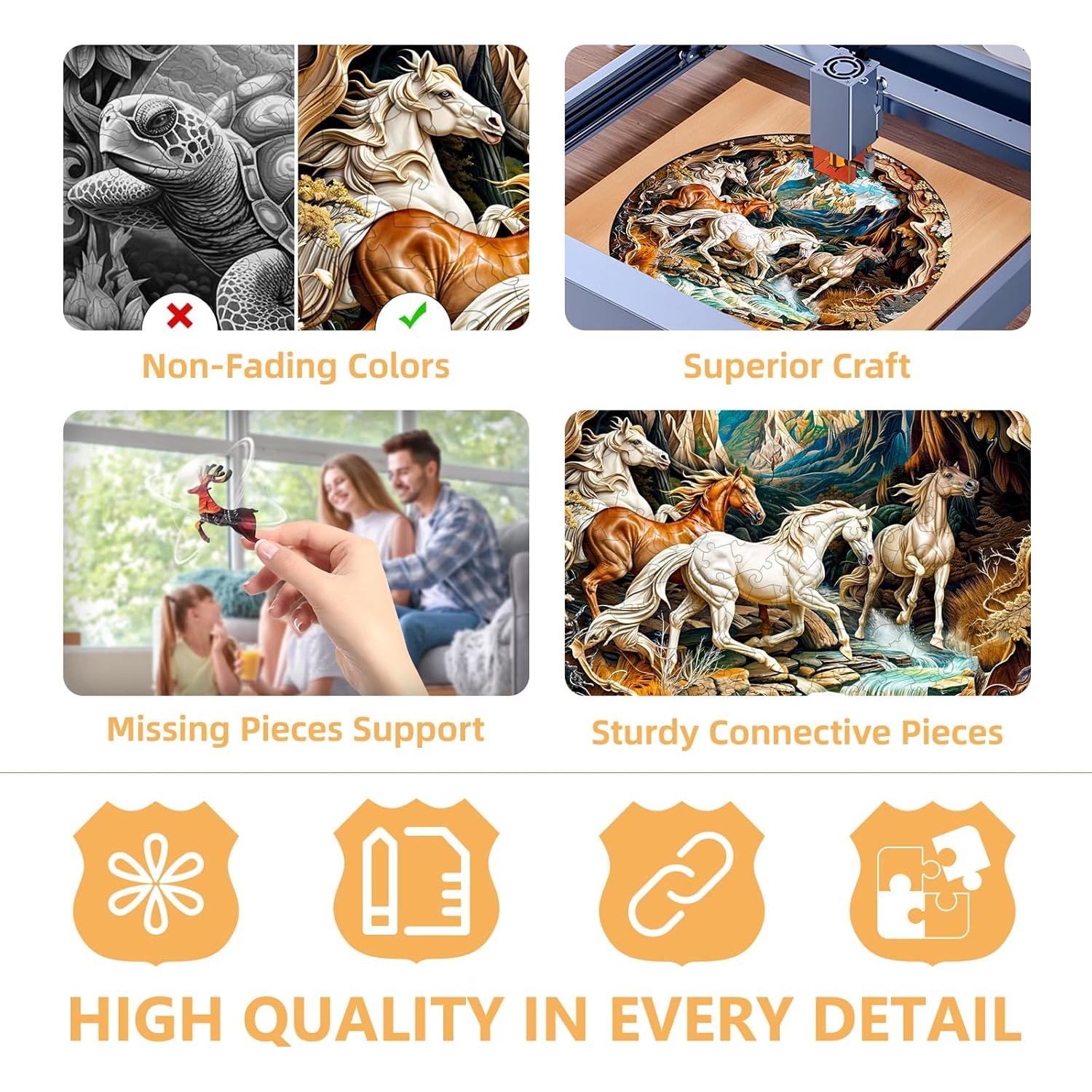 Rompecabezas de Madera 3D Caballos Corriendo Pijesaksa 100 Piezas