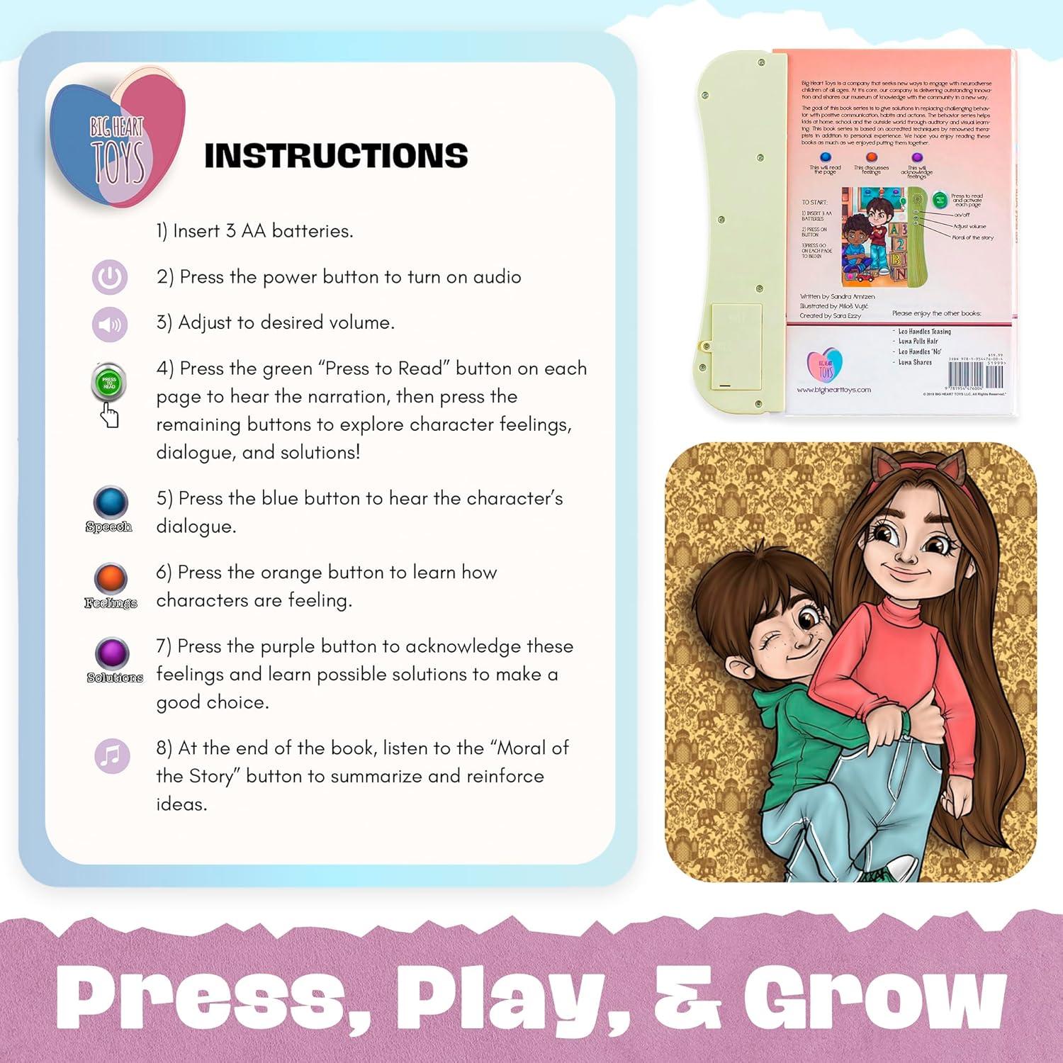 Libro de Sonido Interactivo Big Heart Toys - Leo Trata con la Ira