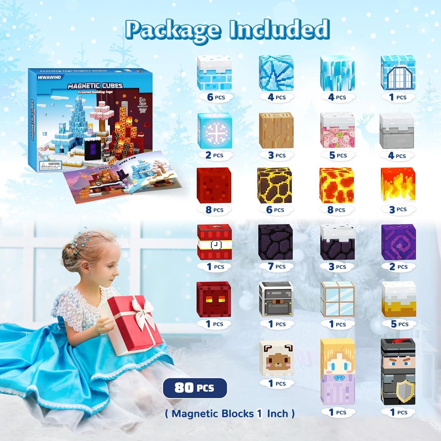 Bloques Magnéticos Hiwawind 80 Piezas Juguetes Educativos 3-14 Años