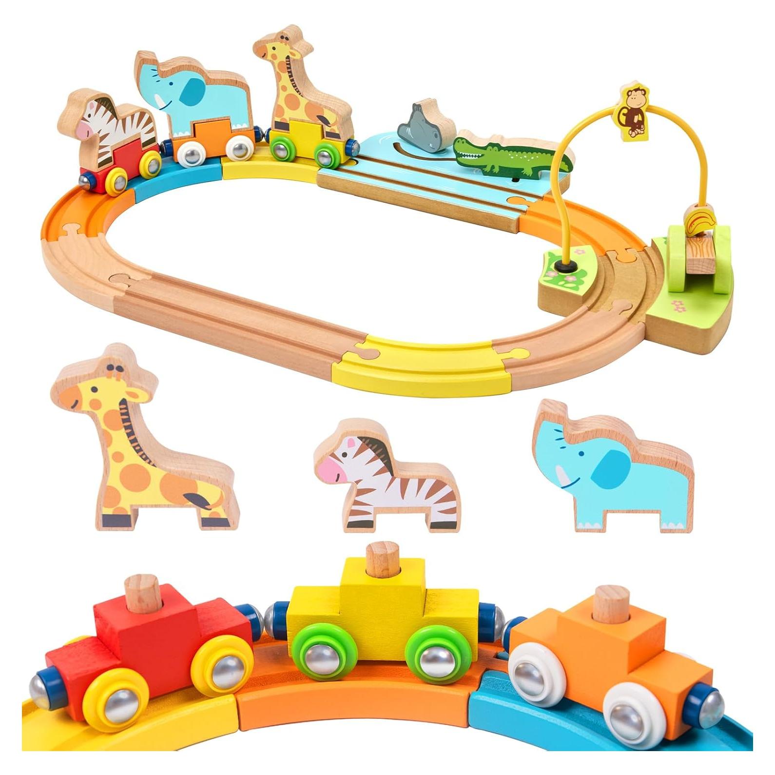 Juego de Tren de Madera GIRAVO con Animales - 36 meses+