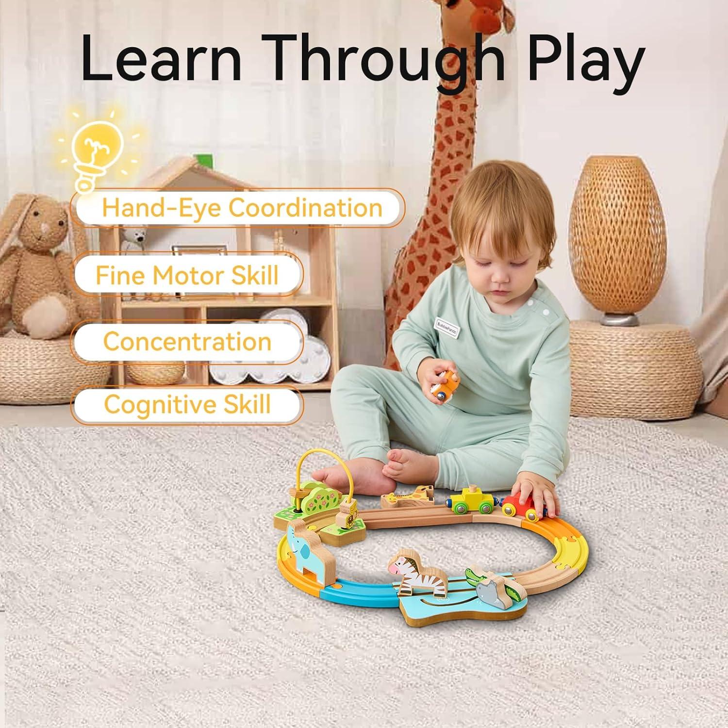 Juego de Tren de Madera GIRAVO con Animales - 36 meses+