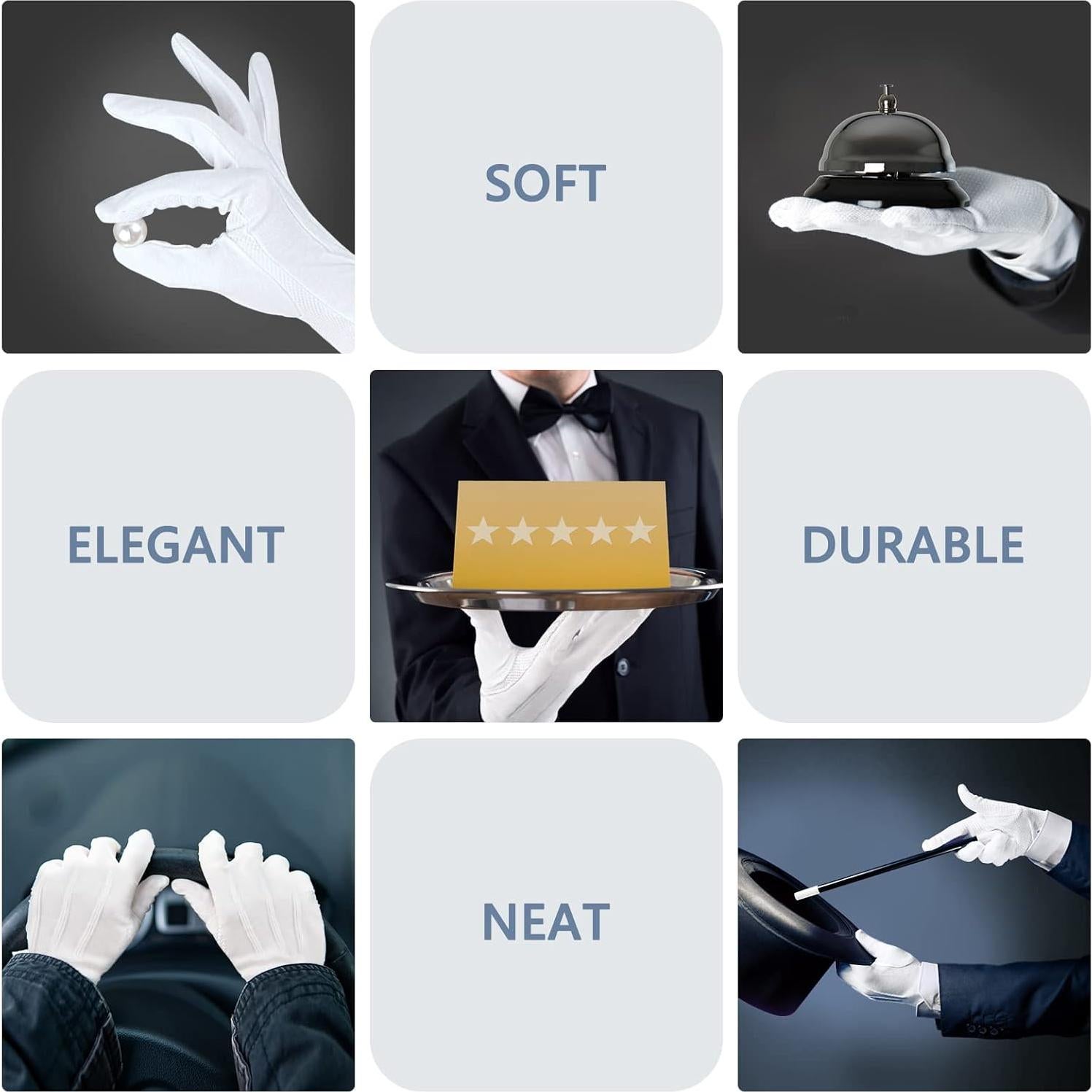 Guantes de Algodón Antideslizantes para Adultos - Color Negro