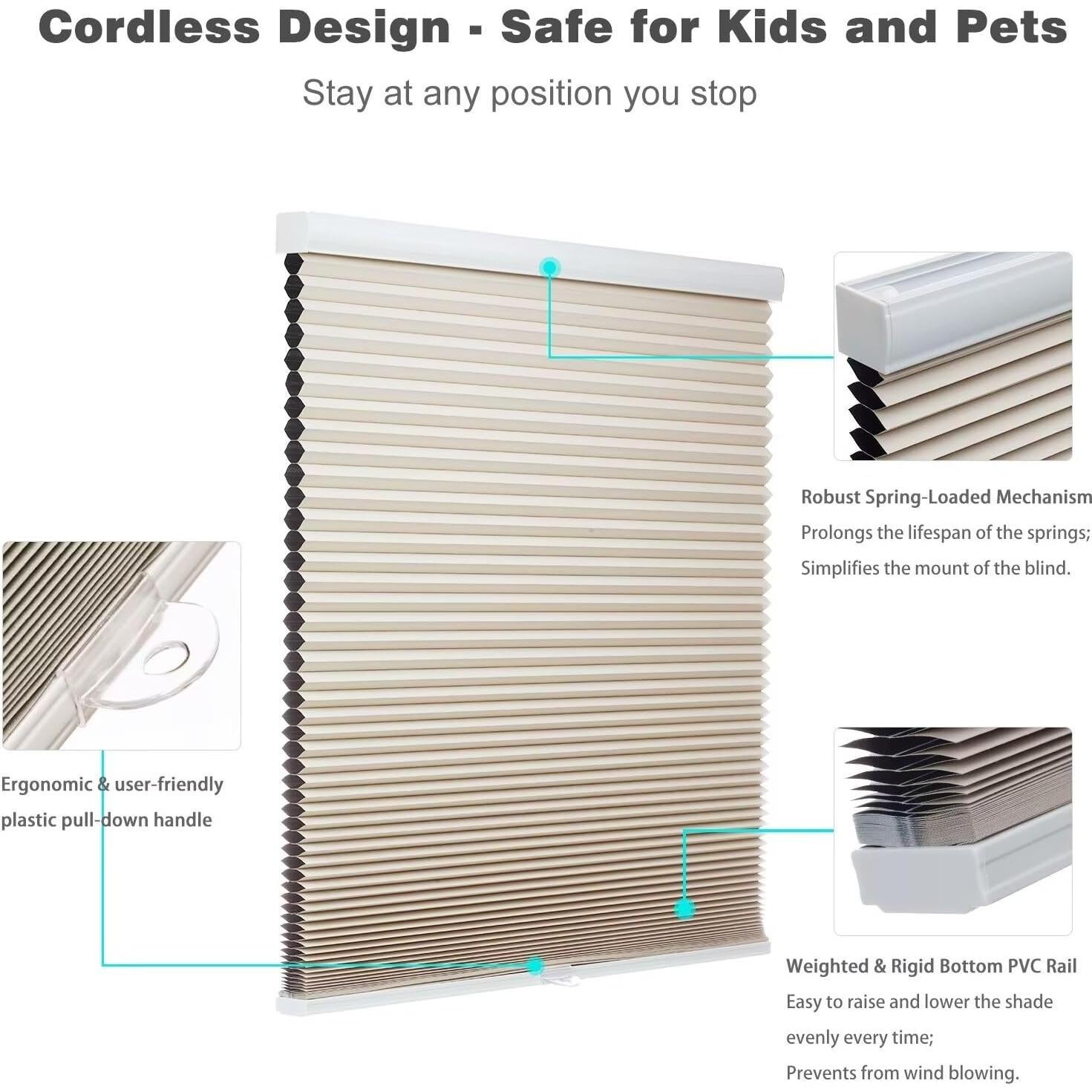 Cortina Celular Blackout MYshade 40.6x91.4 cm Beige Sin Cuerda