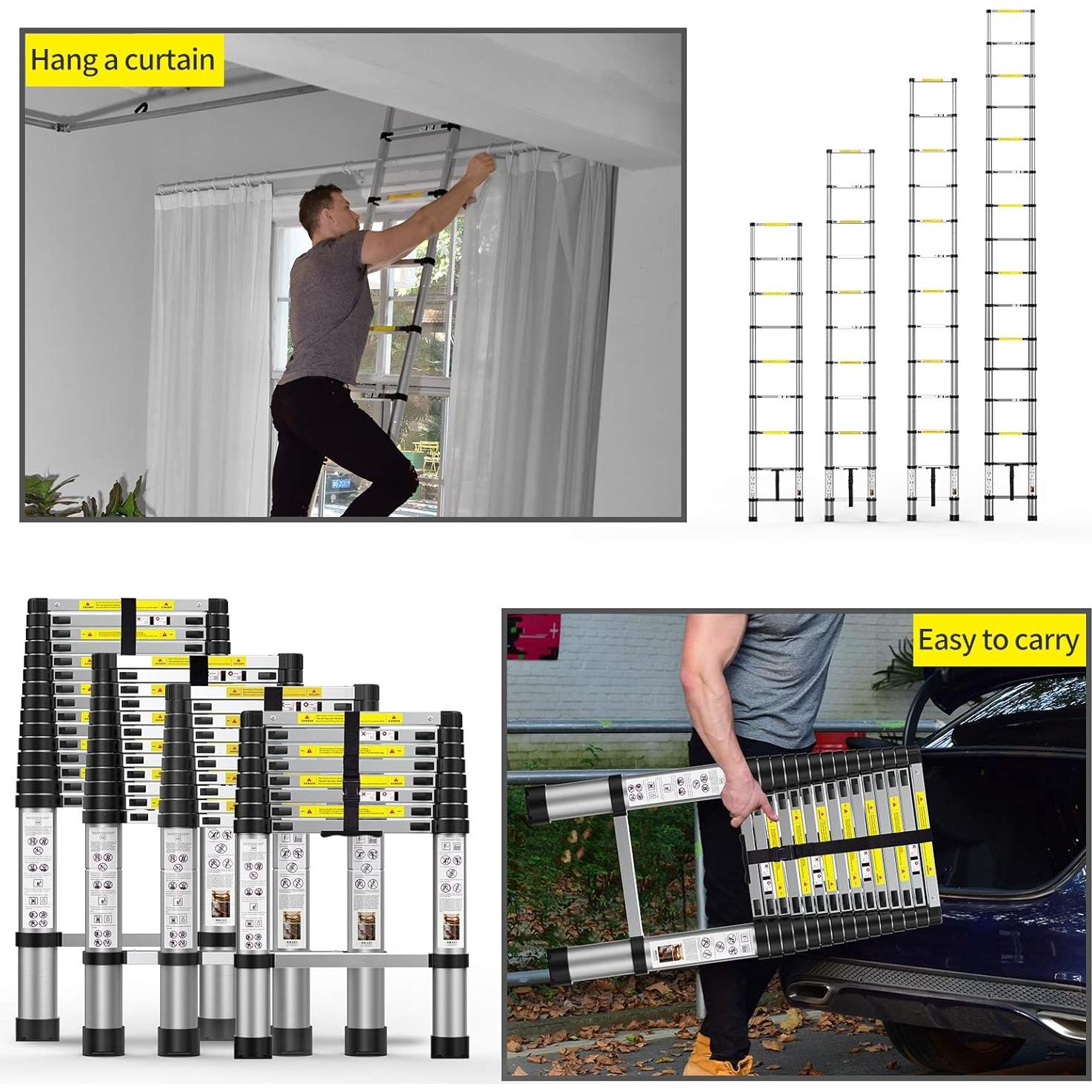 Escalera Telescópica BOWEITI 4.72m Aluminio con Bolsa