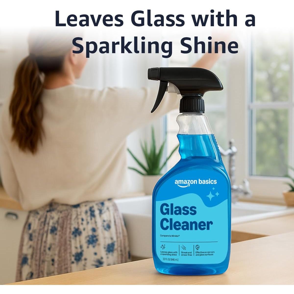 Limpiador de Vidrios Amazon Basics 946 ml - Paquete de 2 con Pulverizador