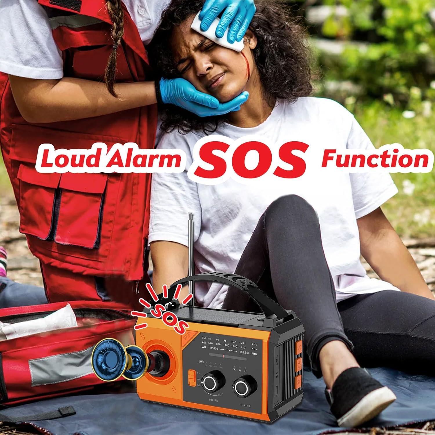 Radio de Emergencia Solar 20000mAh NOAA AM/FM - Naranja