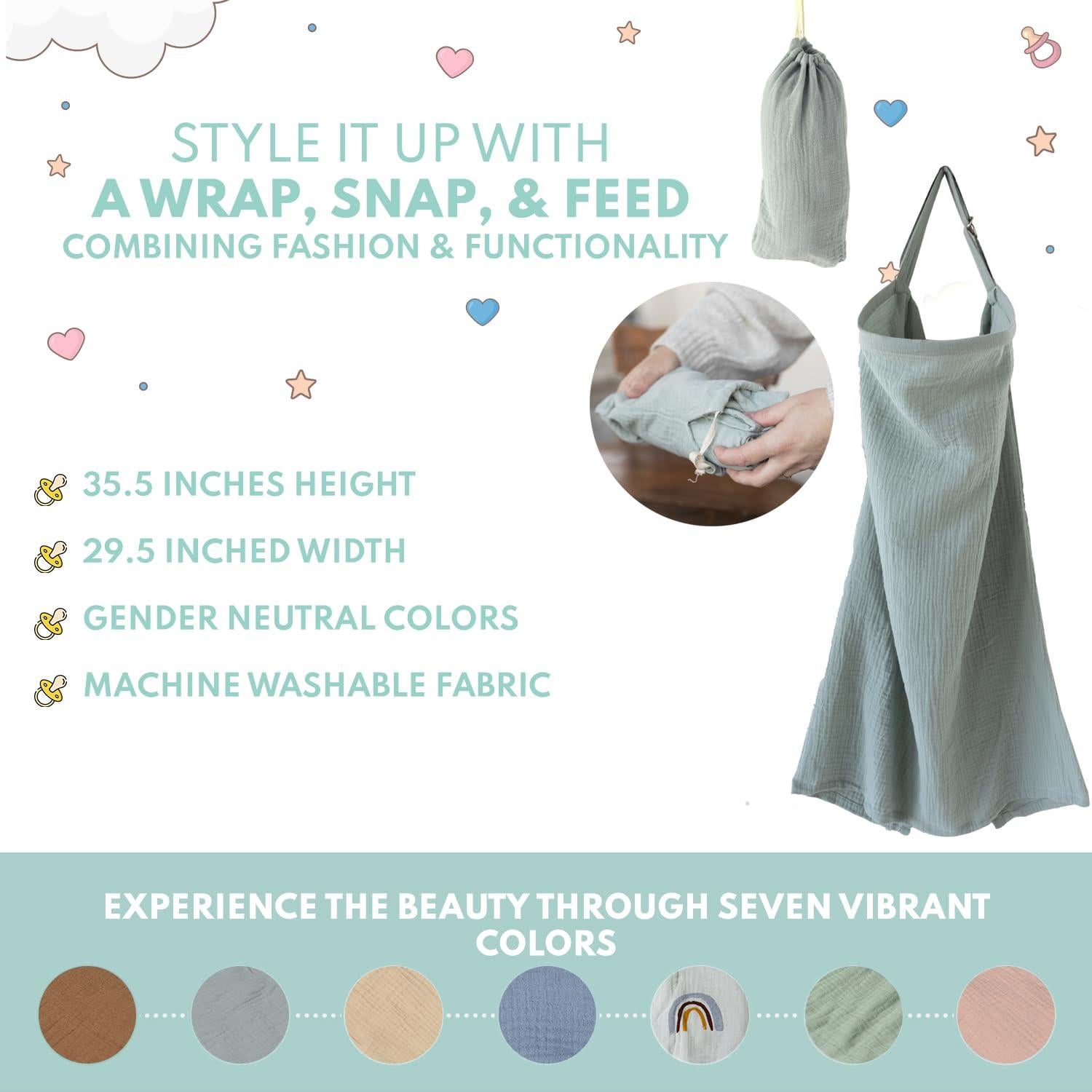 Cubierta de Lactancia Active Baby 100% Algodón Muselina Escarcha Aqua