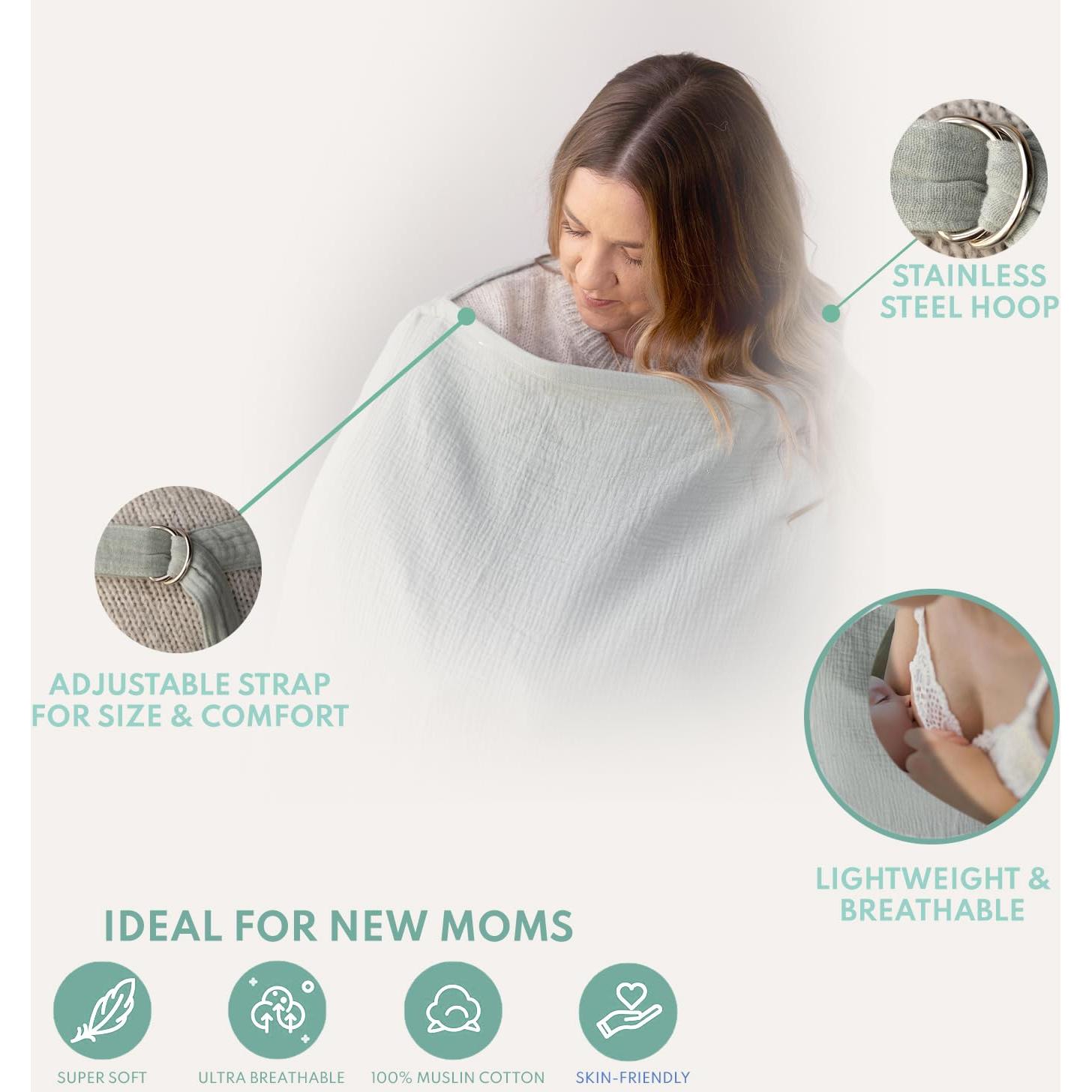 Cubierta de Lactancia Active Baby 100% Algodón Muselina Escarcha Aqua