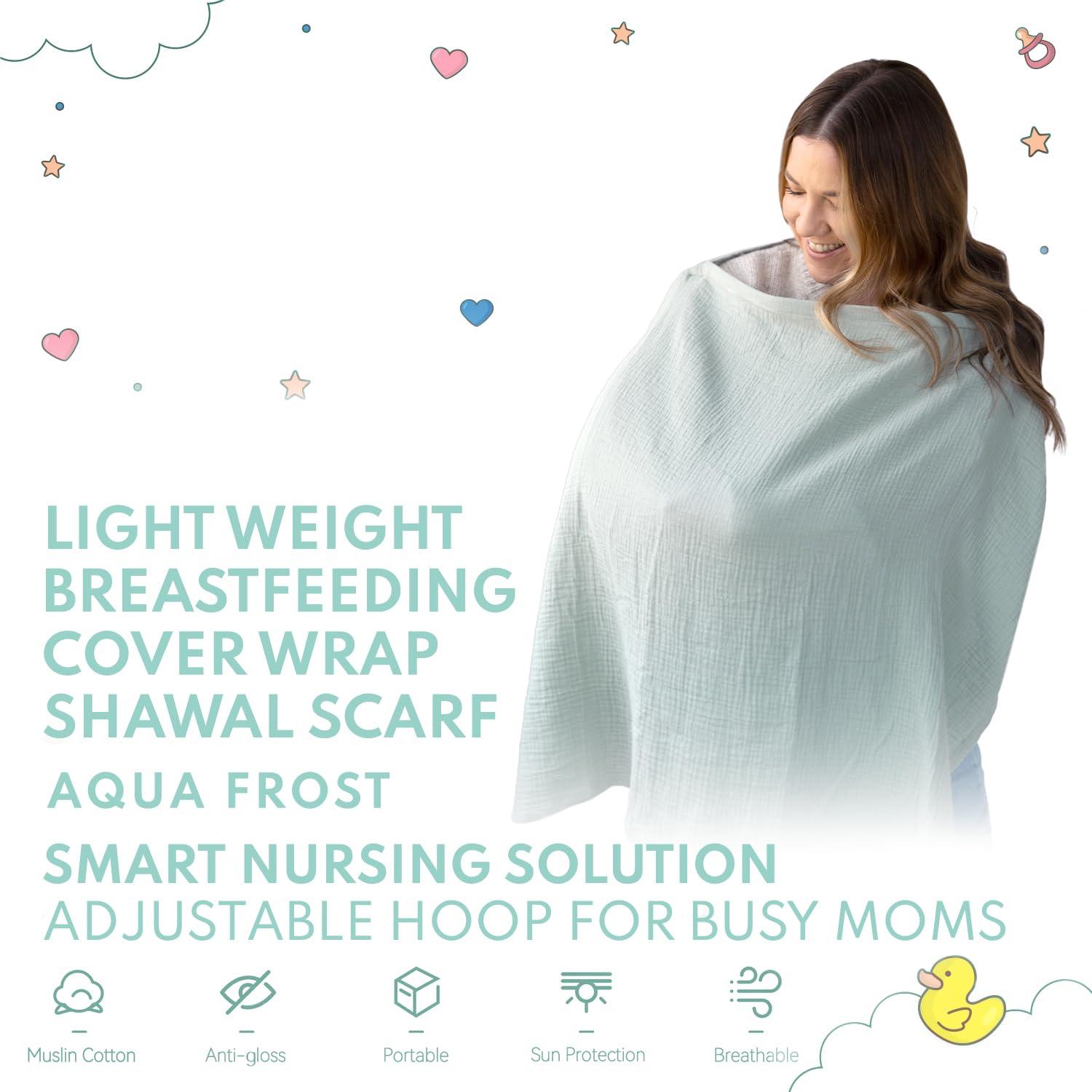 Cubierta de Lactancia Active Baby 100% Algodón Muselina Escarcha Aqua