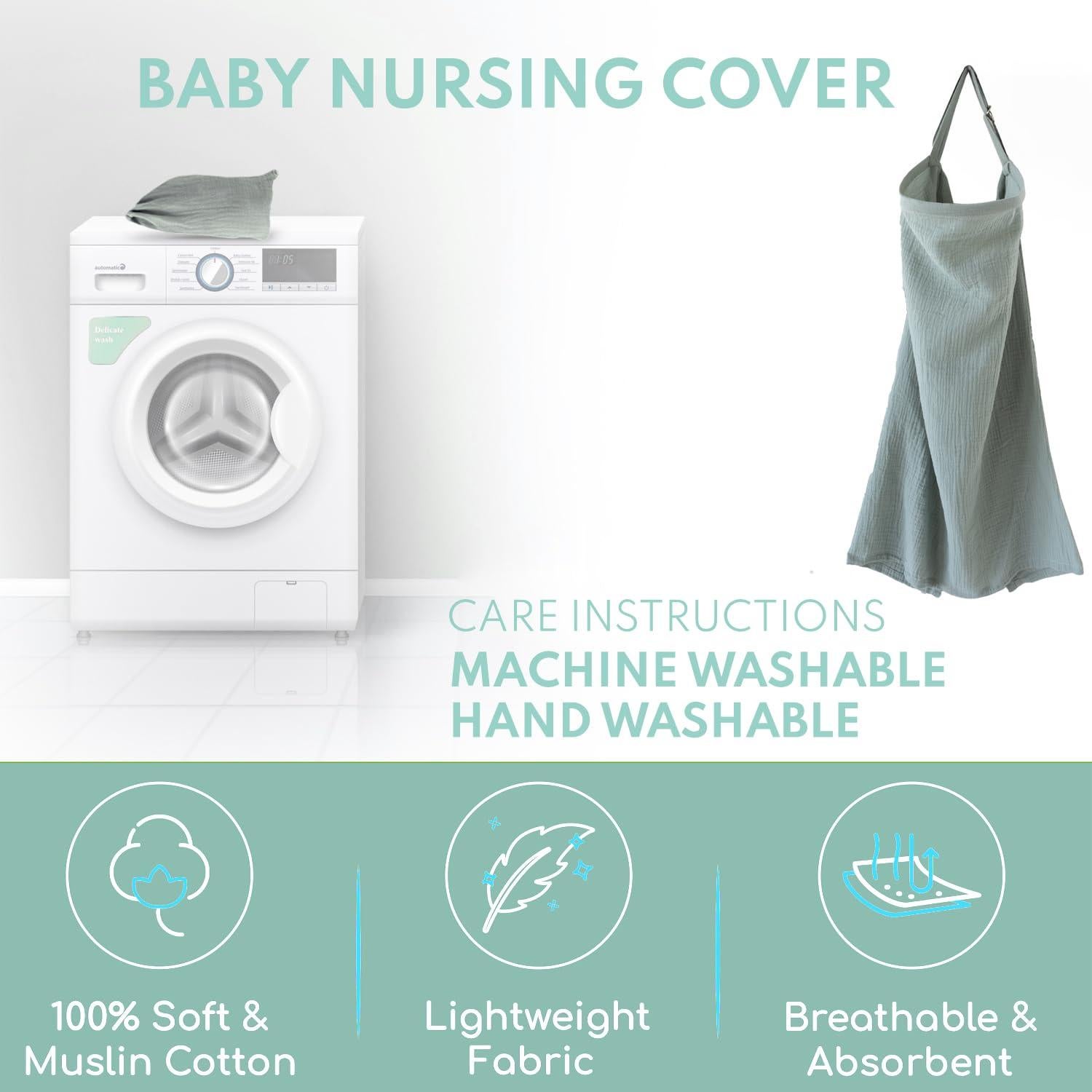 Cubierta de Lactancia Active Baby 100% Algodón Muselina Escarcha Aqua