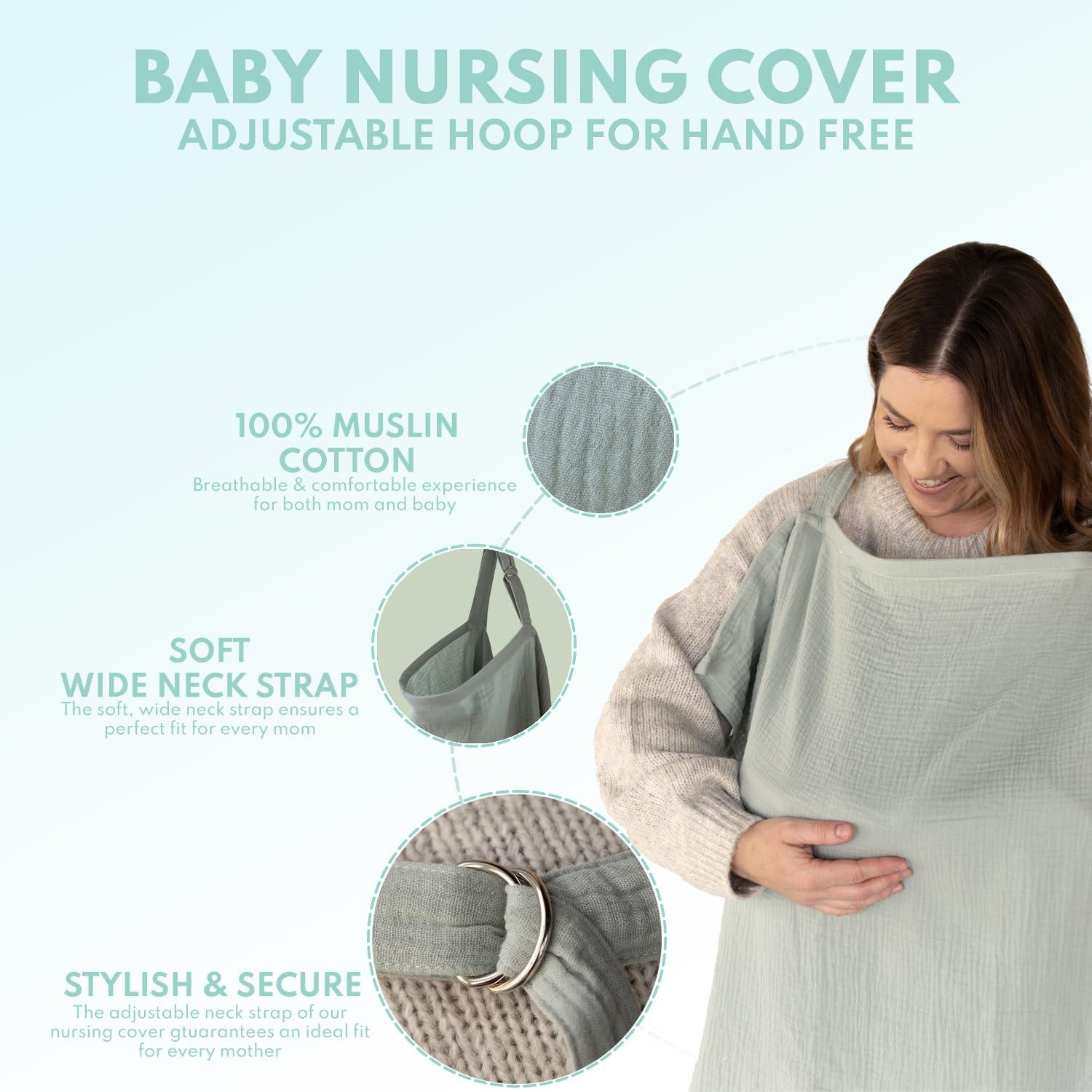 Cubierta de Lactancia Active Baby 100% Algodón Muselina Escarcha Aqua