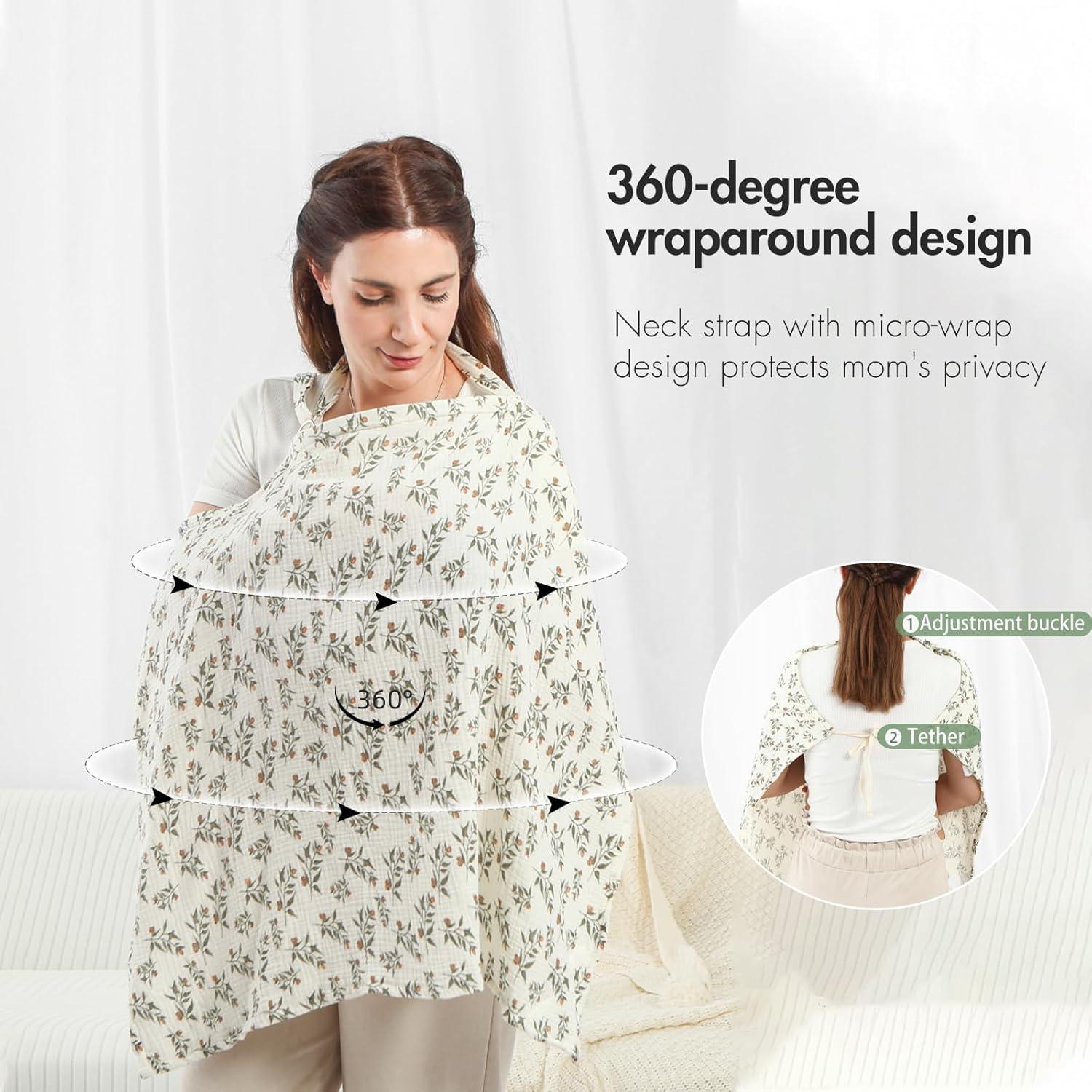 Cubierta de Lactancia ANYEDDE Muselina Verde 59.7x80cm