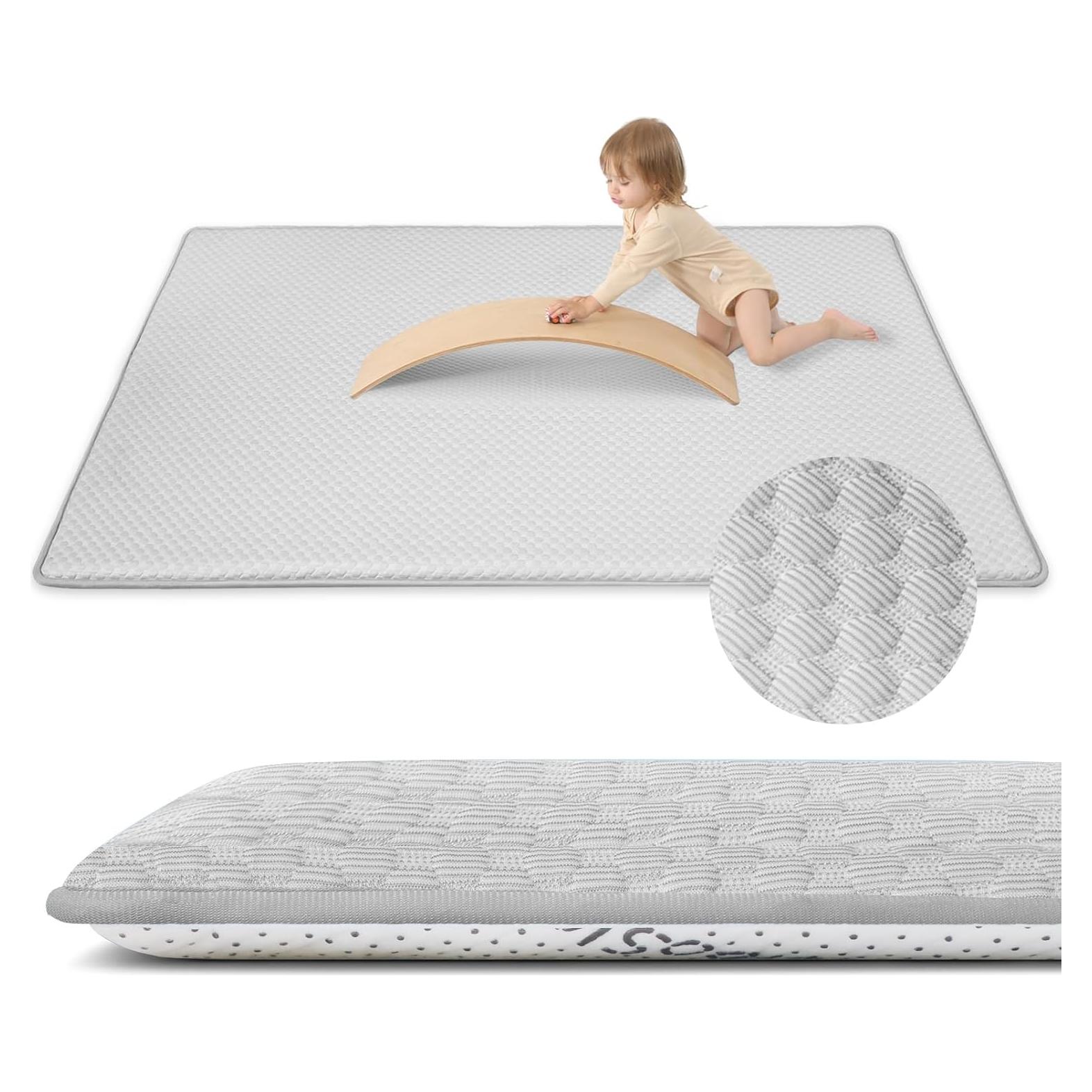 Alfombra de Juego para Bebés Gris 99x150 cm Espuma Memoria
