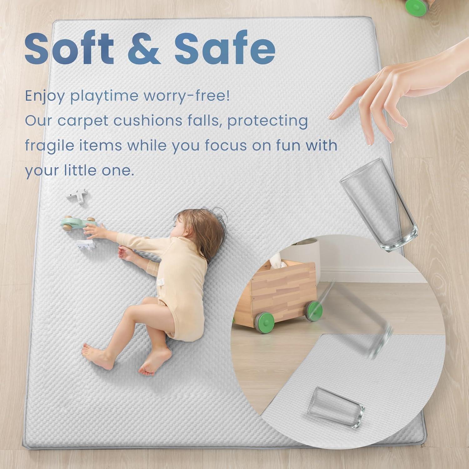 Alfombra de Juego para Bebés Gris 99x150 cm Espuma Memoria