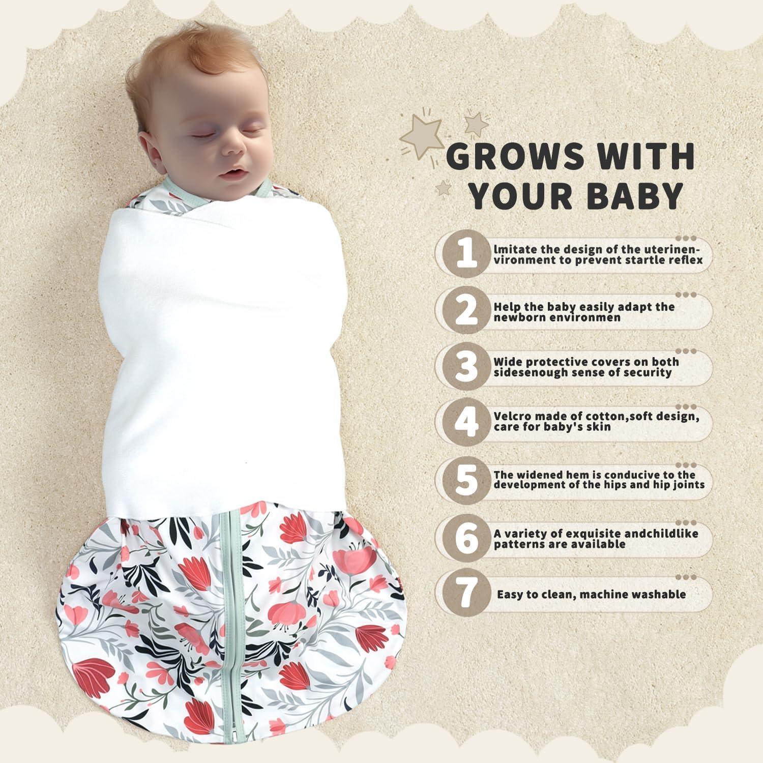 Saco de Sueño Bebé GUNTAIL 0-3 Meses Algodón Ajustable