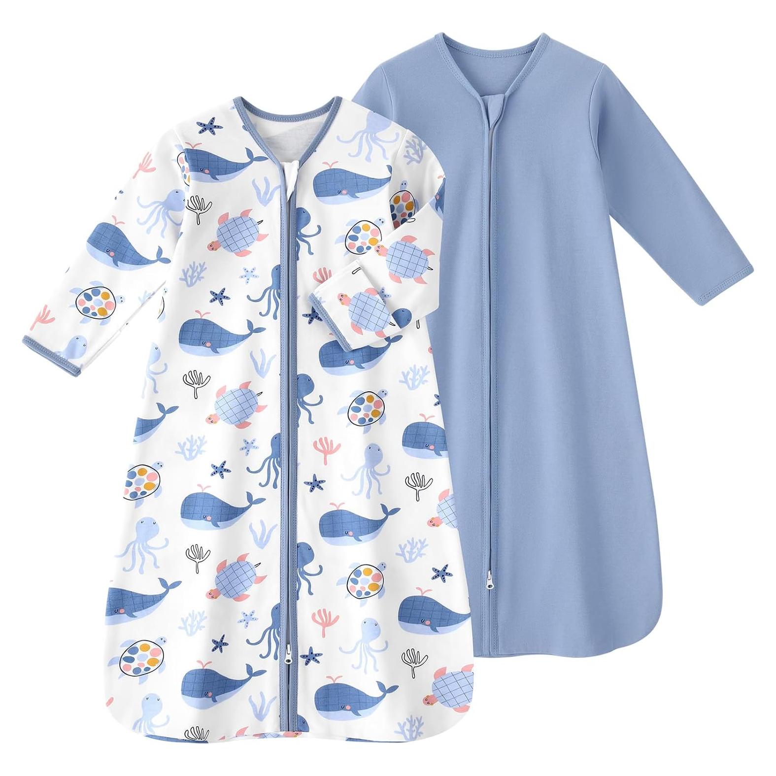 Saco de Sueño para Bebé 0-6 Meses Algodón 0.5 Tog 2 Piezas