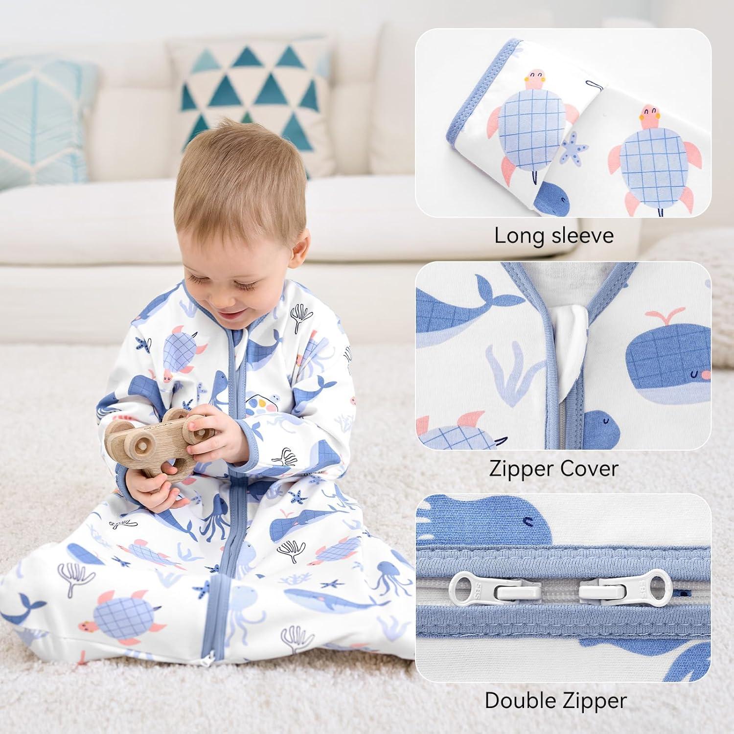 Saco de Sueño para Bebé 0-6 Meses Algodón 0.5 Tog 2 Piezas