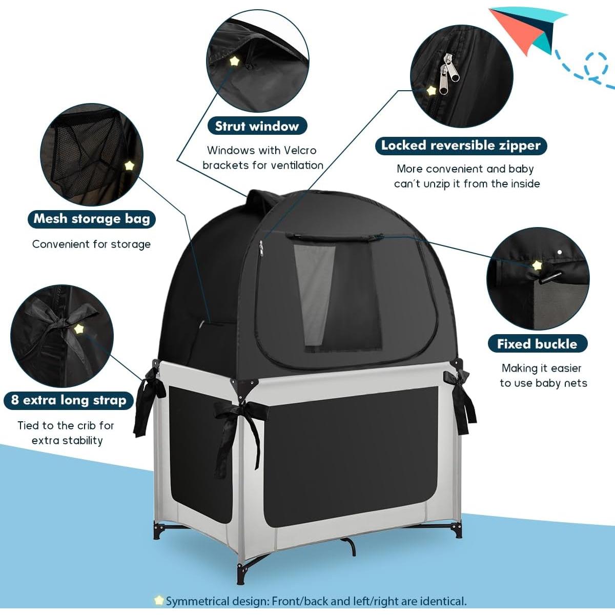 Cubierta Oscurecida L RUNNZER para Pack N Play - Negro 1.01m