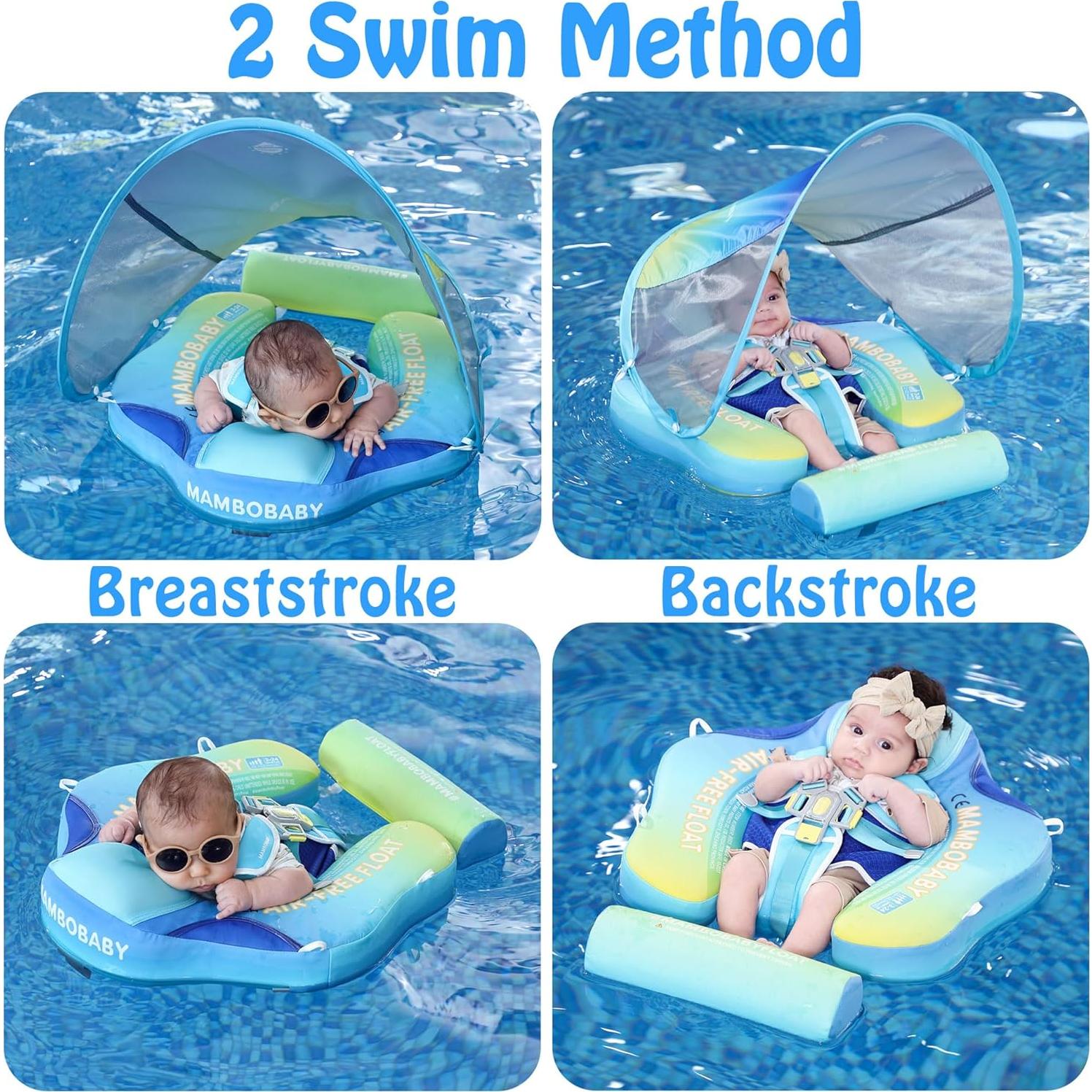 Flotador de Natación Mambobaby con Dosel UV 50+ para Bebés