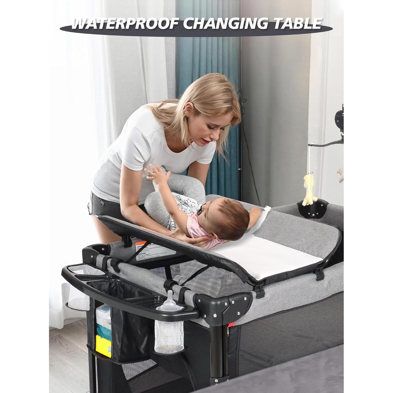 Cuna para Bebé 5 en 1 BIUSIKAN con Cambiador y Red Antimosquitos