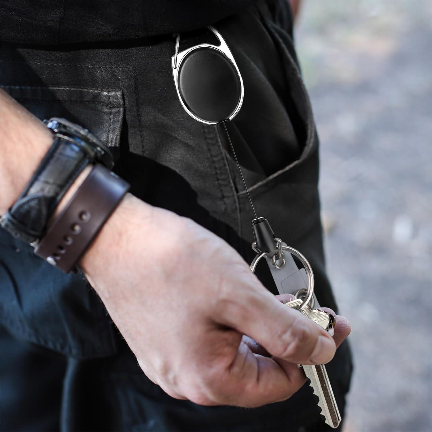 24 Pcs Carrete de Insignia JEFURE Clip Retráctil Negro