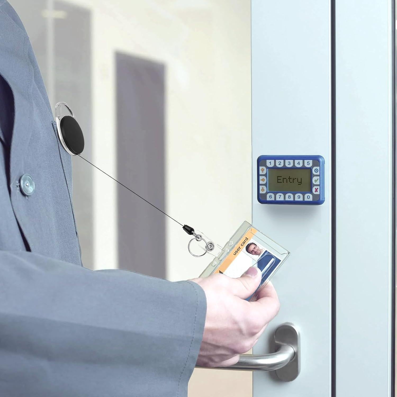 24 Pcs Carrete de Insignia JEFURE Clip Retráctil Negro