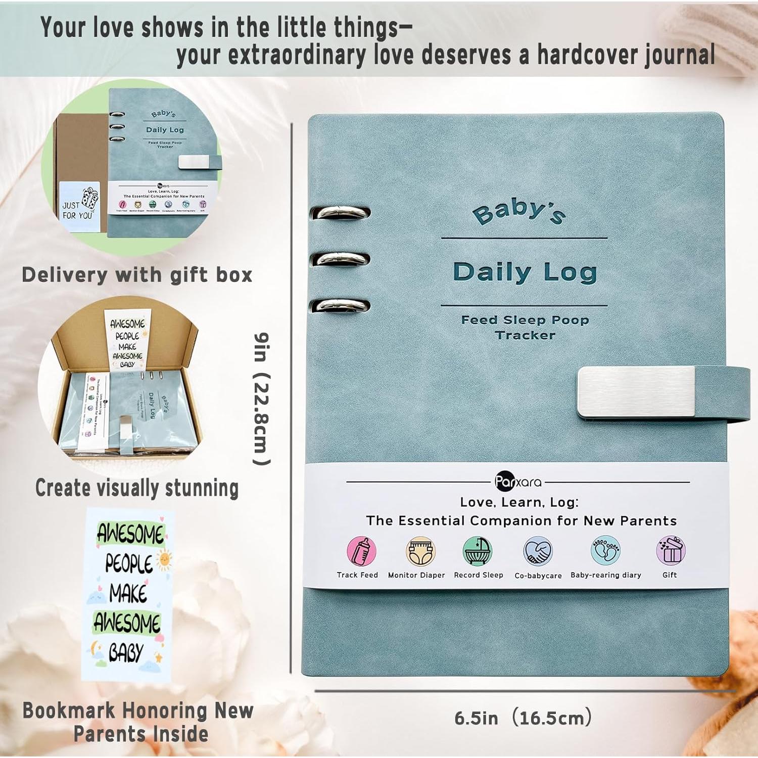 Newborn Baby Daily Log Book for New Parents - 2025 Newborn Feeding Essentials for Single or Twins Infant Feeding, Sleeping, Diaper- Preemie Baby Planner For New Parents- Baby Feeding Log Book A5 Blue