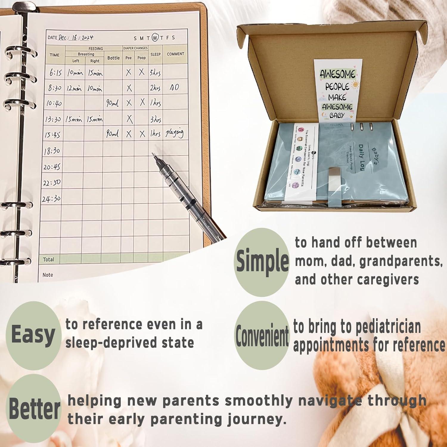 Newborn Baby Daily Log Book for New Parents - 2025 Newborn Feeding Essentials for Single or Twins Infant Feeding, Sleeping, Diaper- Preemie Baby Planner For New Parents- Baby Feeding Log Book A5 Blue