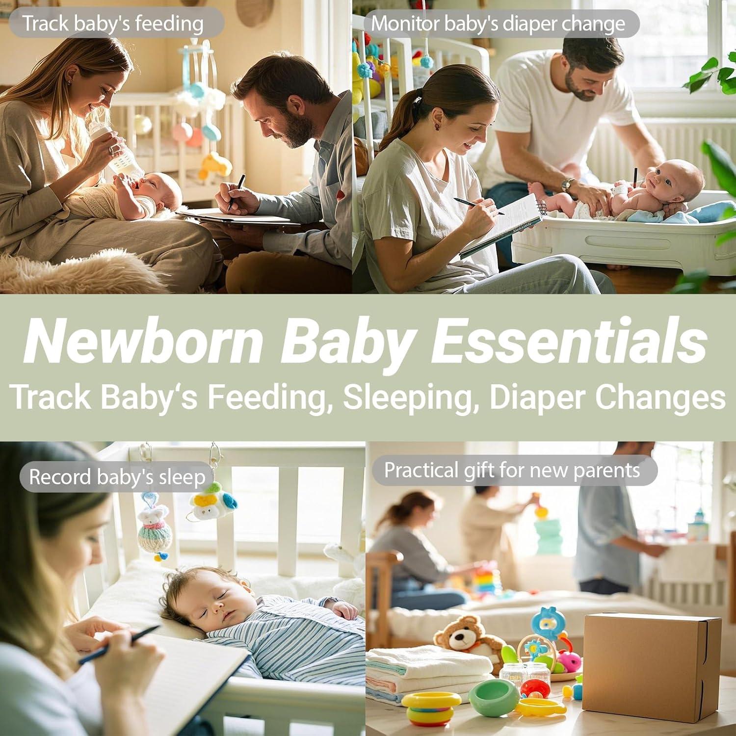 Newborn Baby Daily Log Book for New Parents - 2025 Newborn Feeding Essentials for Single or Twins Infant Feeding, Sleeping, Diaper- Preemie Baby Planner For New Parents- Baby Feeding Log Book A5 Blue