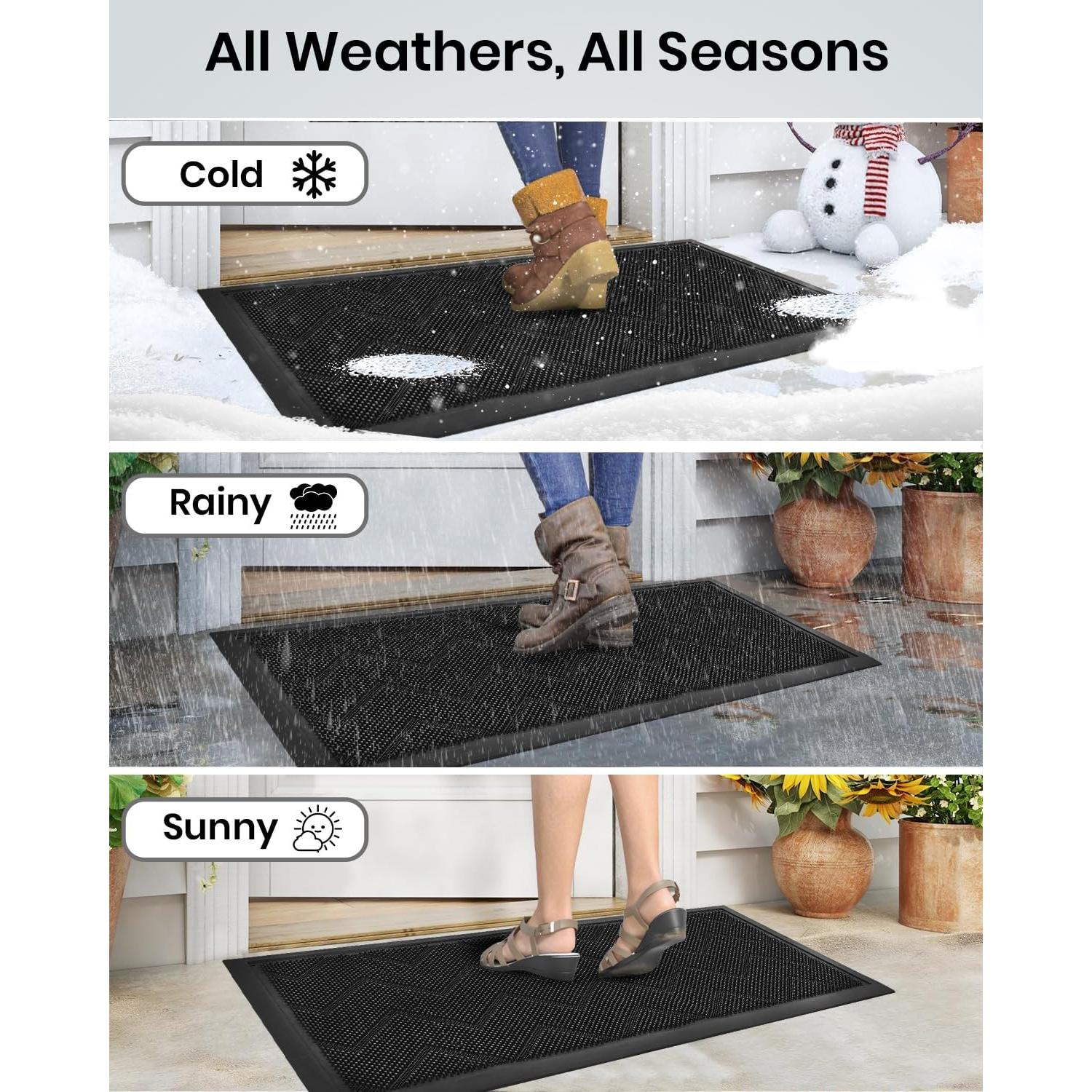 Felpudo Antideslizante HAMARA 90x43cm Negro para Exterior