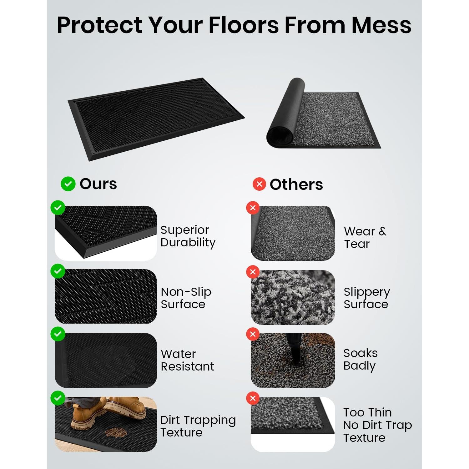 Felpudo Antideslizante HAMARA 90x43cm Negro para Exterior