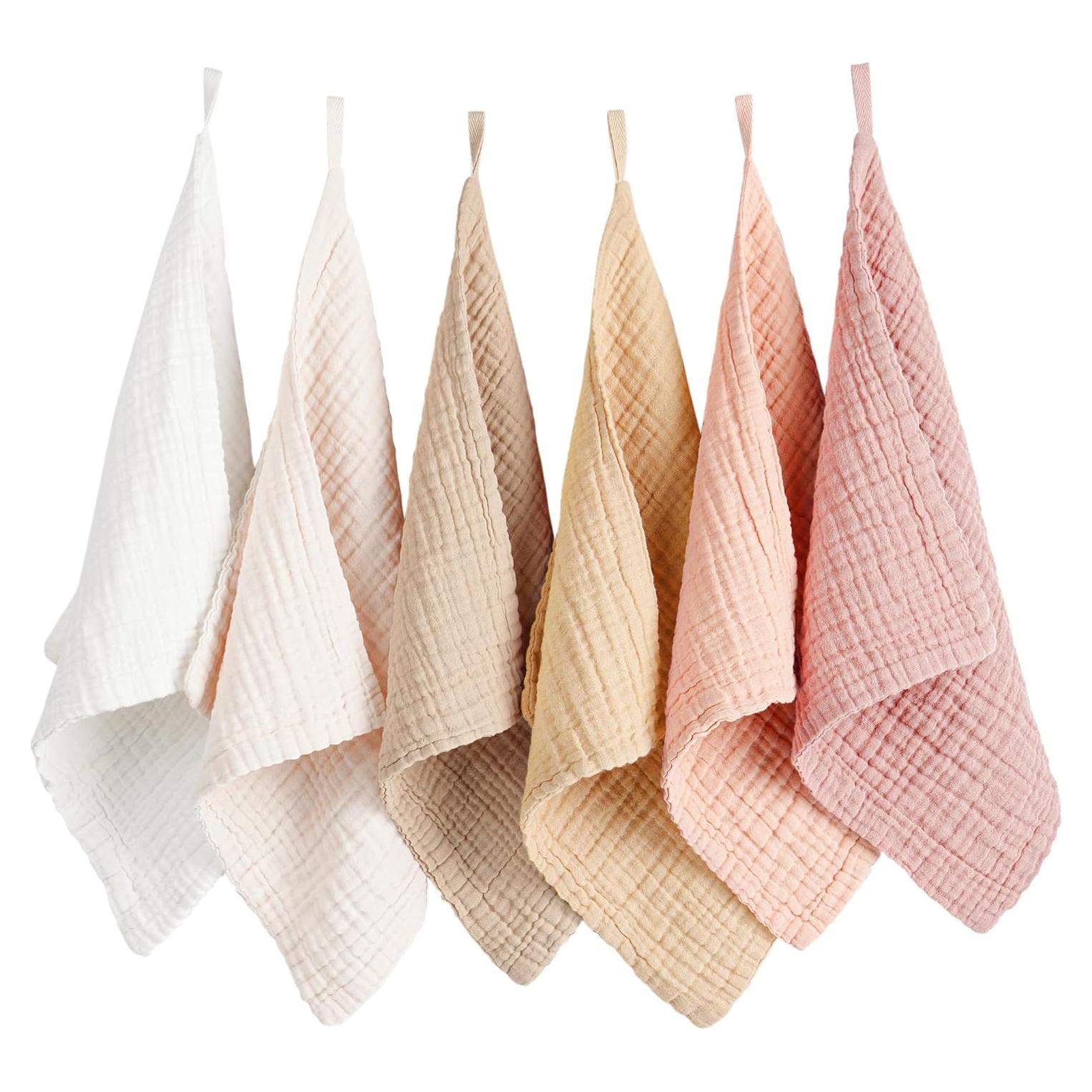 Paquete de 6 Paños de Muselina Konssy 100% Algodón 28x28cm