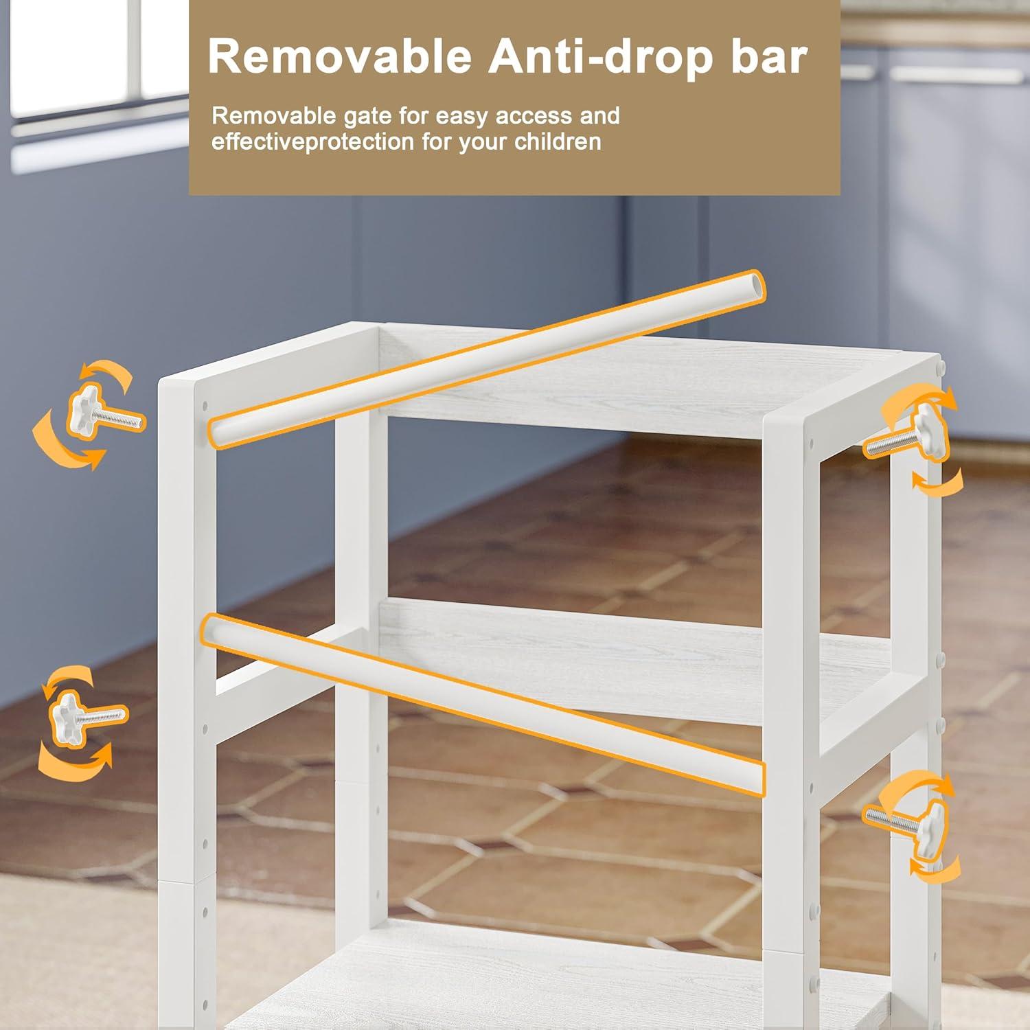 Escalera de Cocina Ajustable INNOD para Niños Pequeños - Blanco