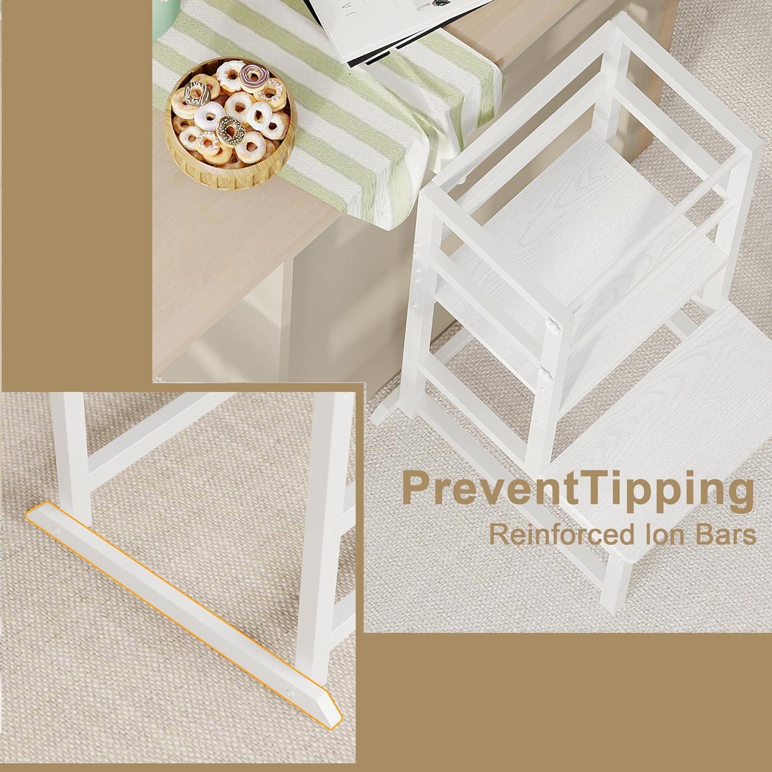 Escalera de Cocina Ajustable INNOD para Niños Pequeños - Blanco