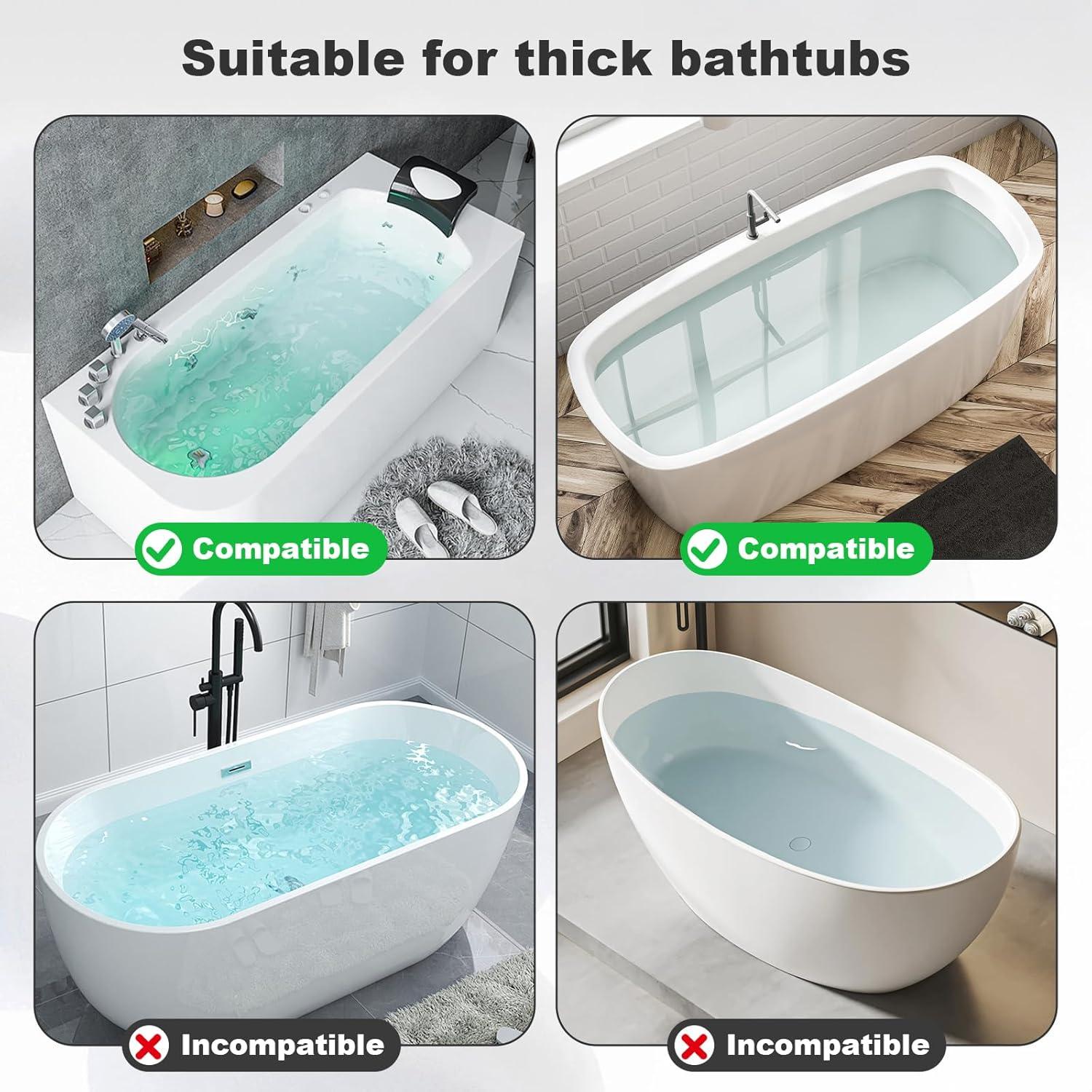 Bathtub Splash Guard for Kids – 29.5 Inch Silicone Water Guard with Suction Cups, Flat Surface Bath Toy Holder Helps Prevent Splashes and Messy Floors (Baby Blue, 29.5 inch)