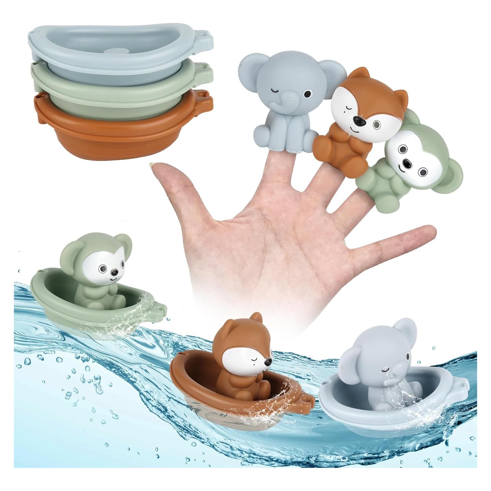 Juguetes de baño SOSUSHOE - 3 Barcos y 3 Títeres Sensores