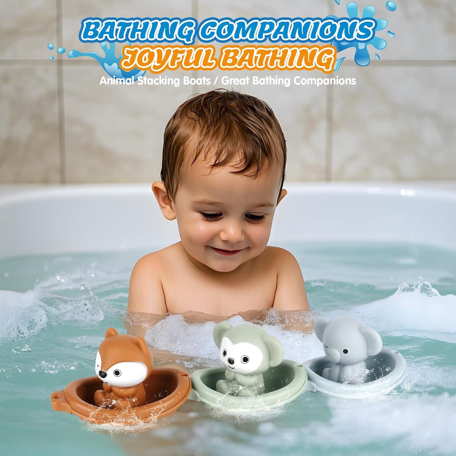 Juguetes de baño SOSUSHOE - 3 Barcos y 3 Títeres Sensores