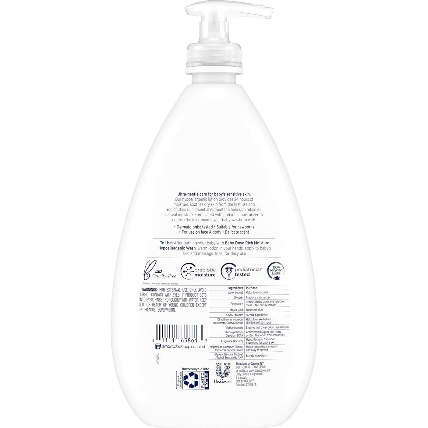 Loción Corporal Hipoalergénica Baby Dove 591 ml Hidratación Rica