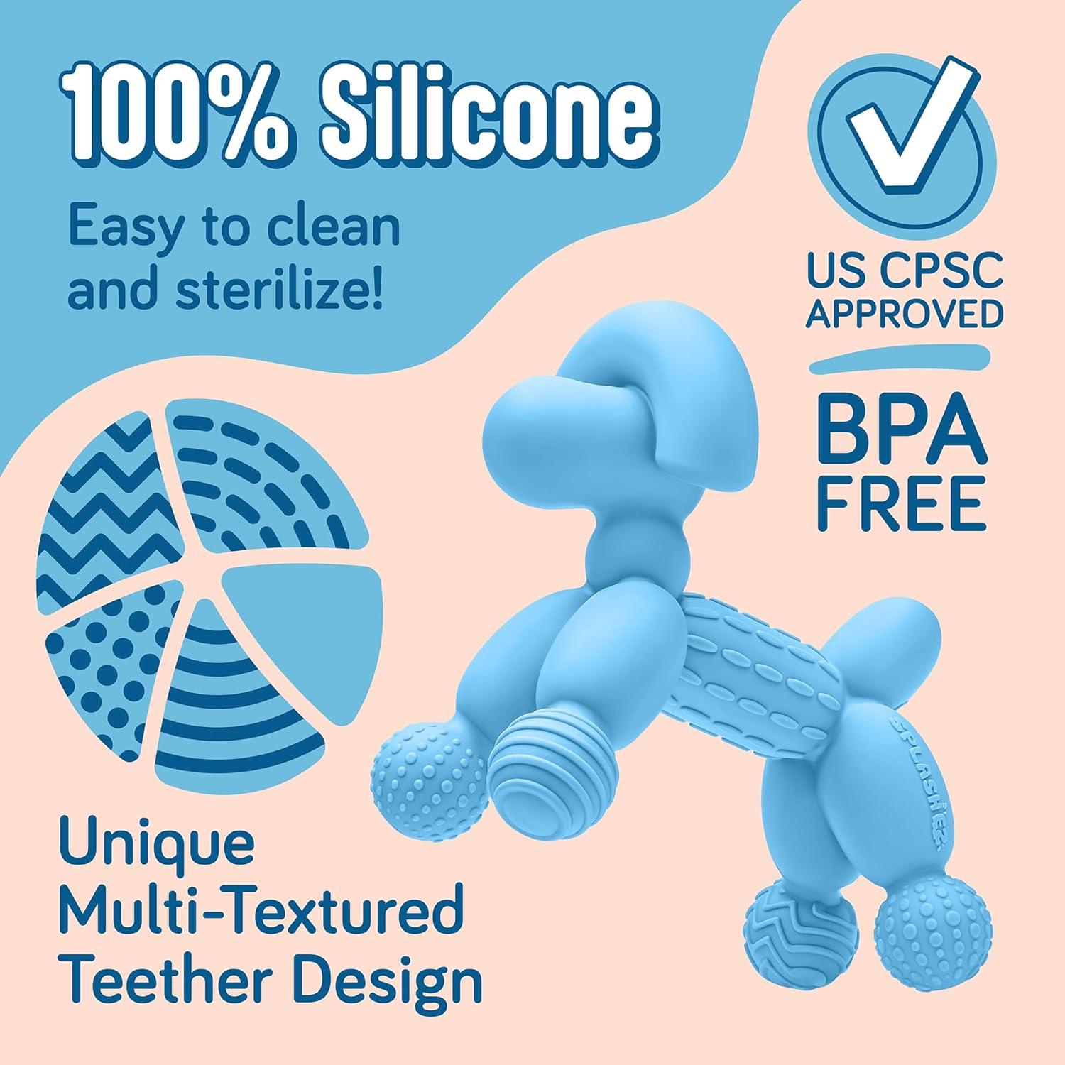 Mordedor para Bebés SplashEZ 100% Silicona Azul Claro 0-12 Meses