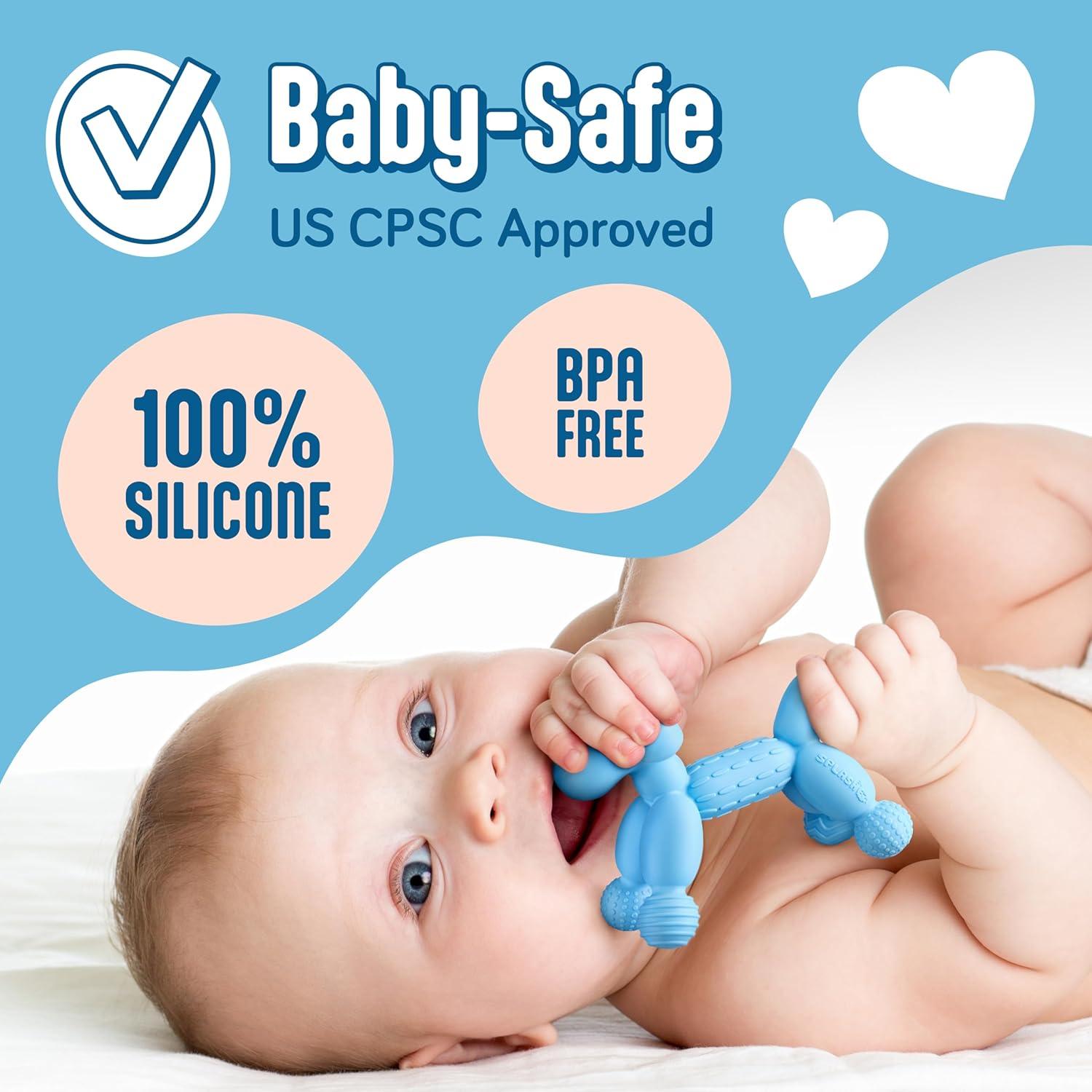 Mordedor para Bebés SplashEZ 100% Silicona Azul Claro 0-12 Meses