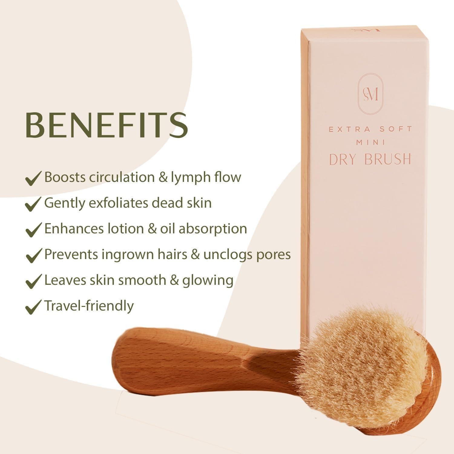 Cepillo Seco Mini Extra Suave CSM para Piel Sensible 15.7cm