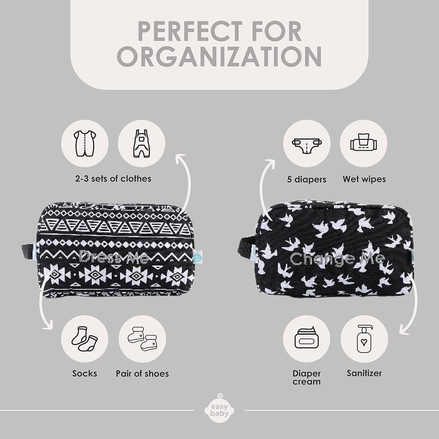 Organizador de Pañales Easy Baby - 4 Bolsas Negras Portátiles