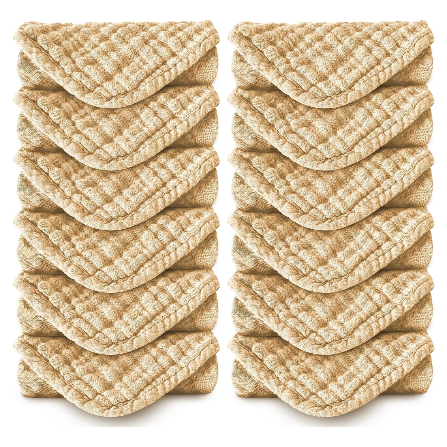 Paquete de 12 Paños de Baño MOON PARK 30x30 cm Algodón Marrón