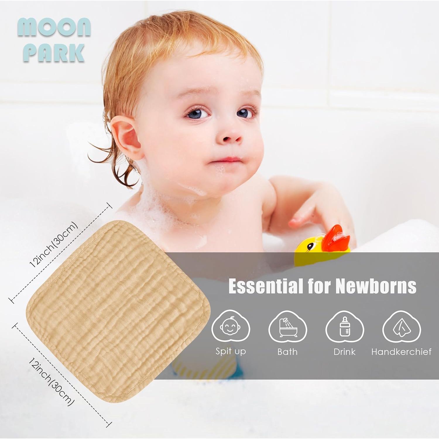 Paquete de 12 Paños de Baño MOON PARK 30x30 cm Algodón Marrón