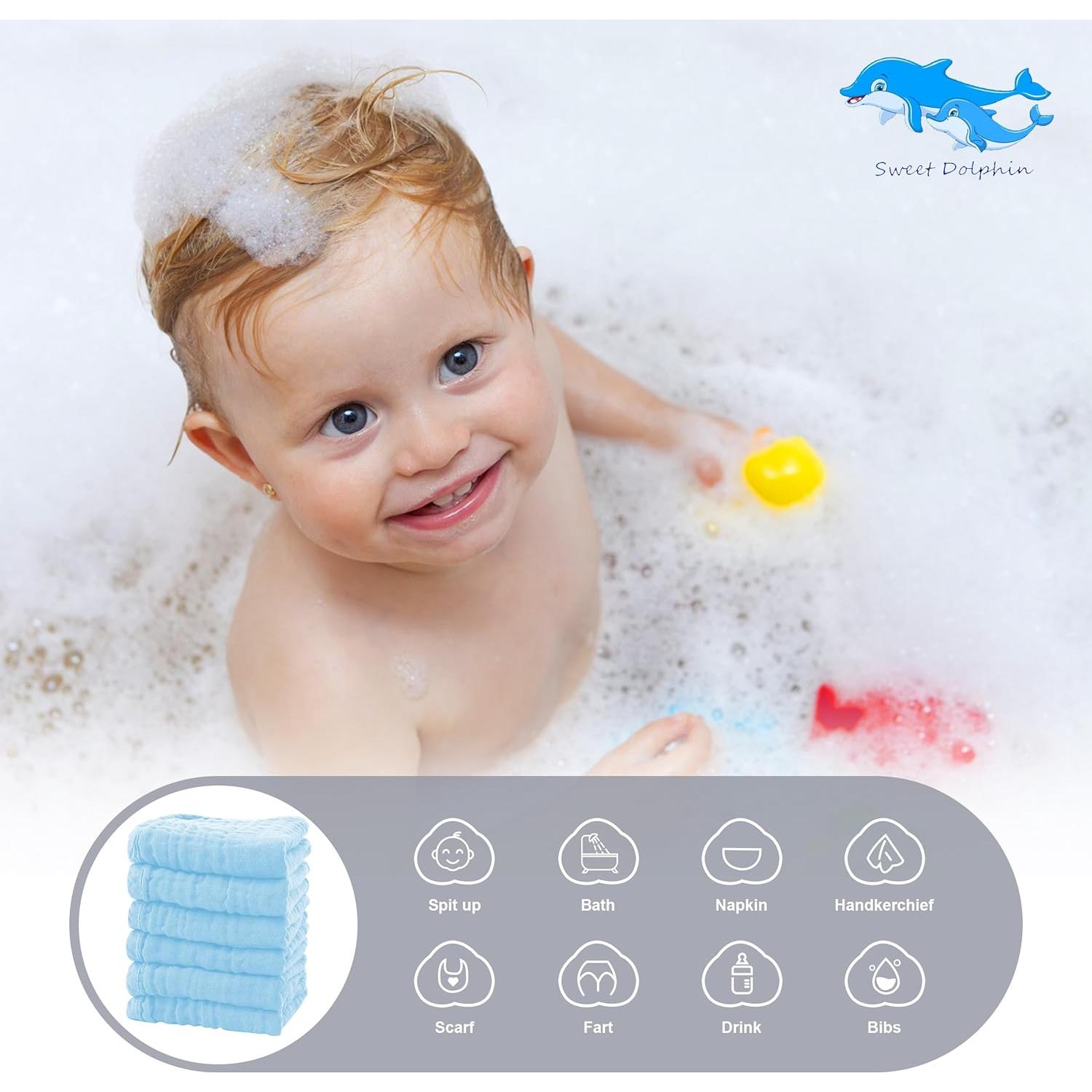 Paquete de 12 Paños de Muselina DOLPHIN DULCE 25.4cm Acuamarina